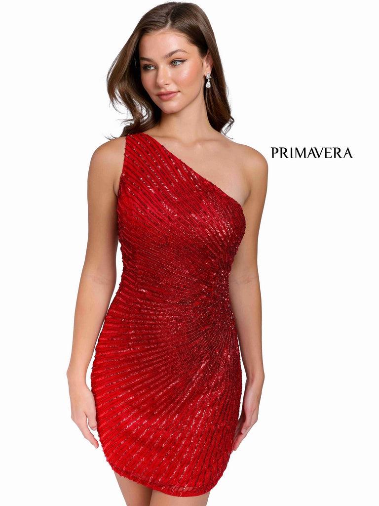 Primavera Couture Short One Shoulder Prom Dress 3830