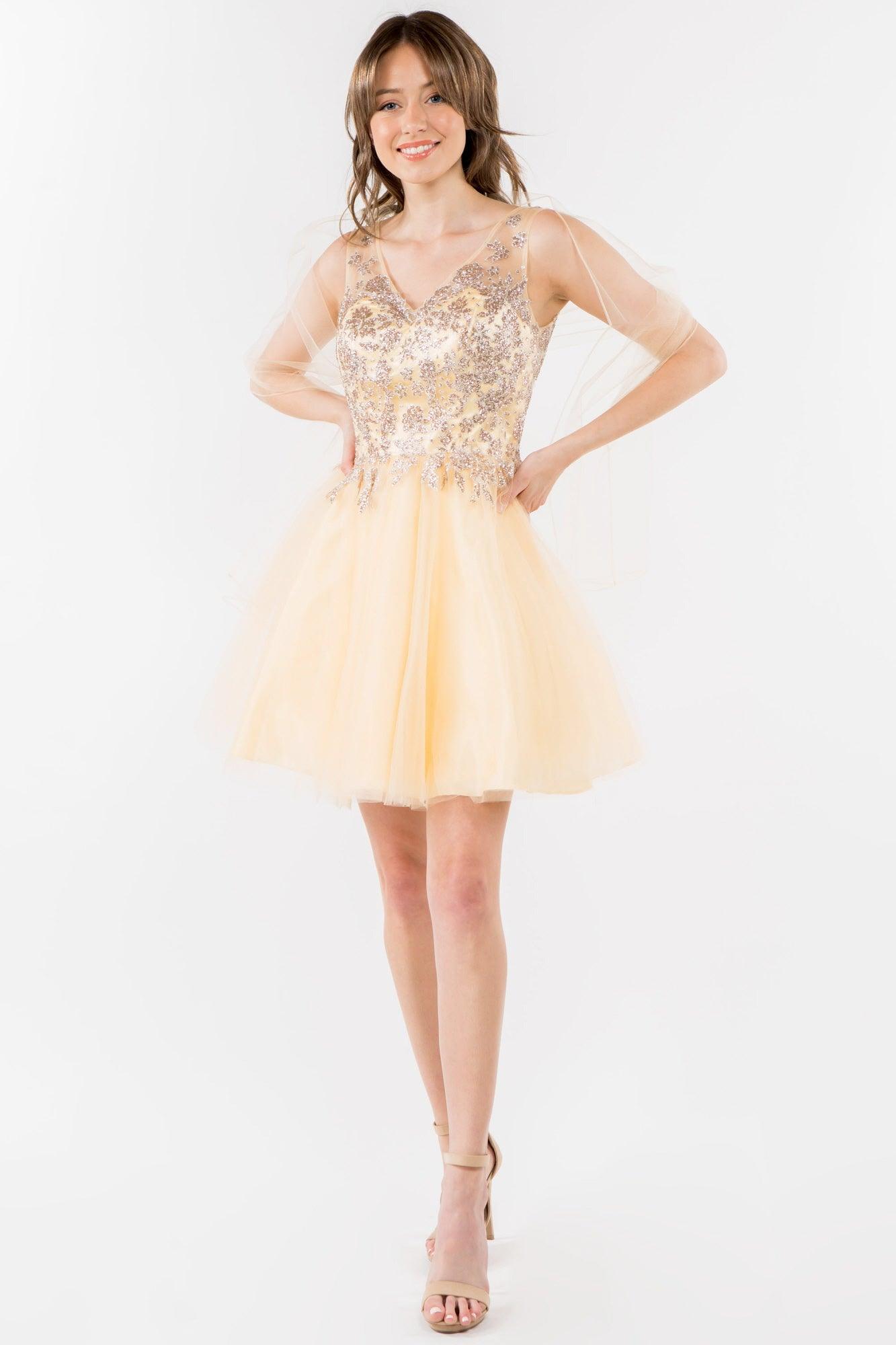 Glitter A Line Short Homecoming Dress