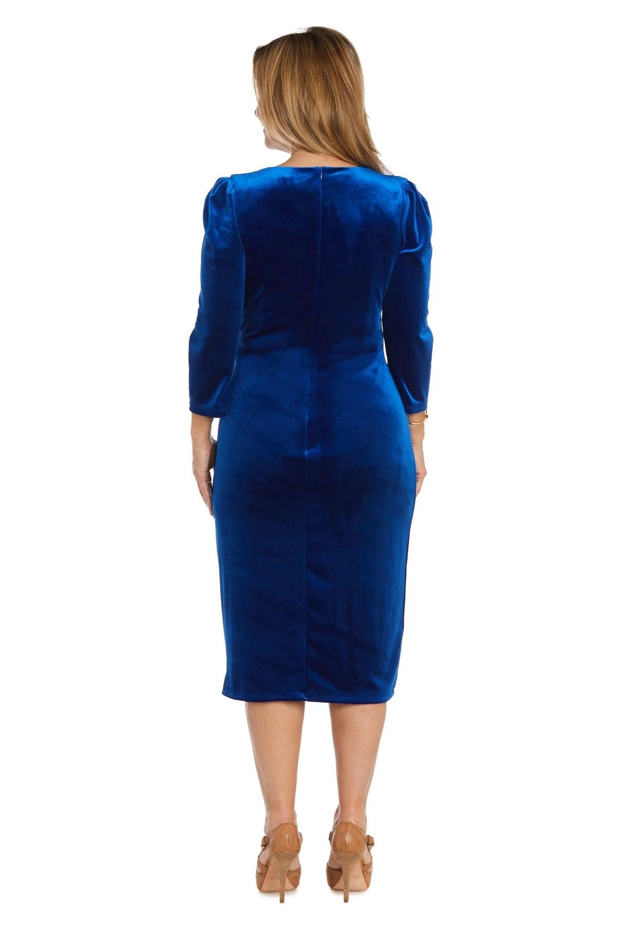 R&M Richards 9126 Short 3/4 Sleeve Velvet Cocktail Dress