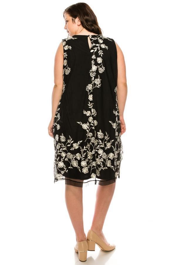 SD Collection Short Floral Beaded Dress