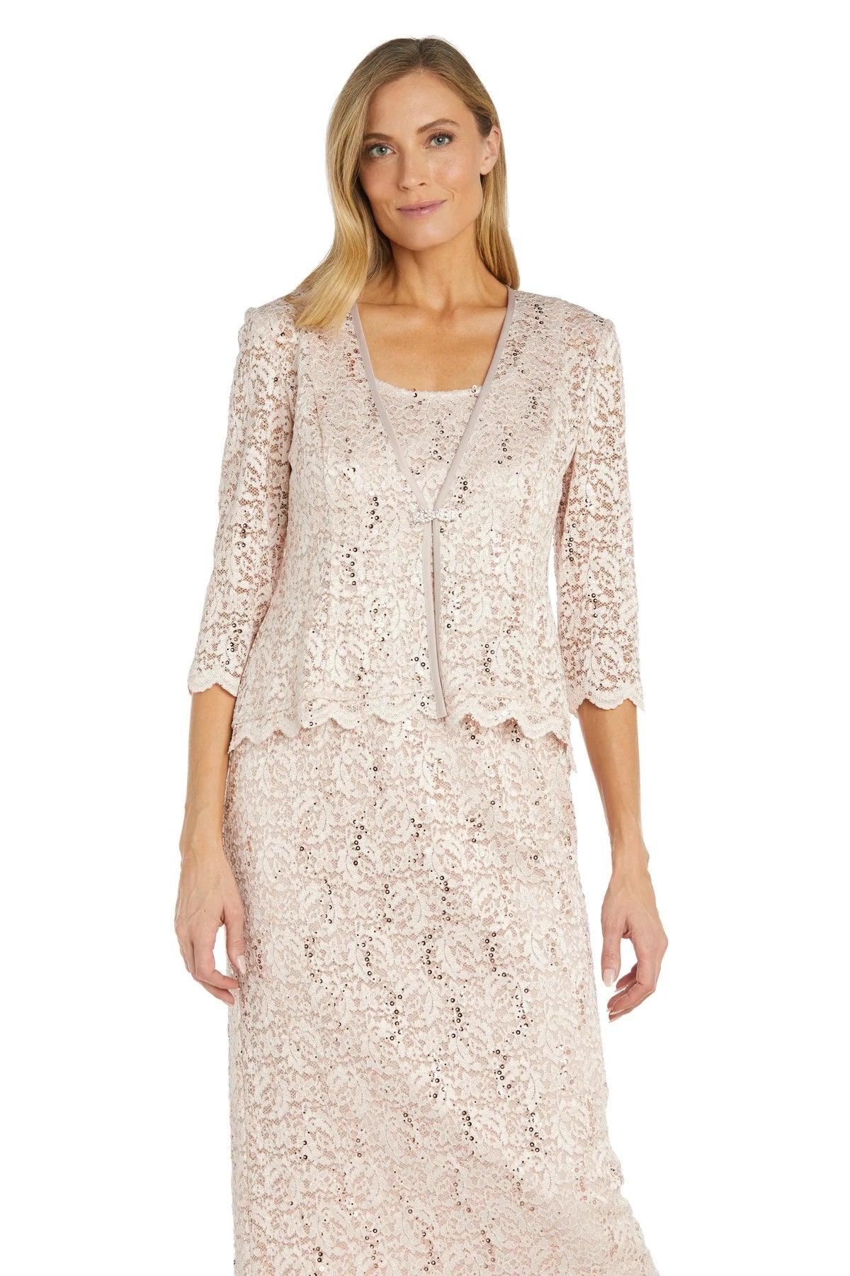R&M Richards 9285 Mother of the Bride Lace Jacket Midi Dress