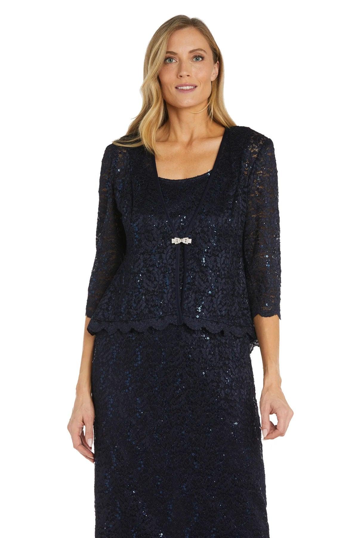 R&M Richards 9285 Mother of the Bride Lace Jacket Midi Dress