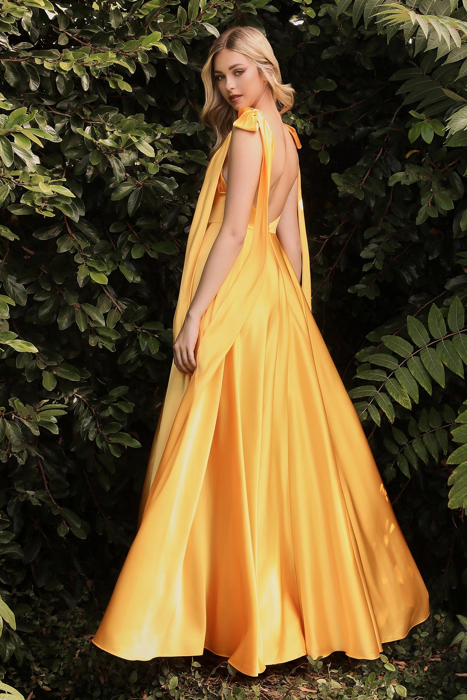 Cinderella Divine 7490 Sleeveless A Line Satin Prom Dress