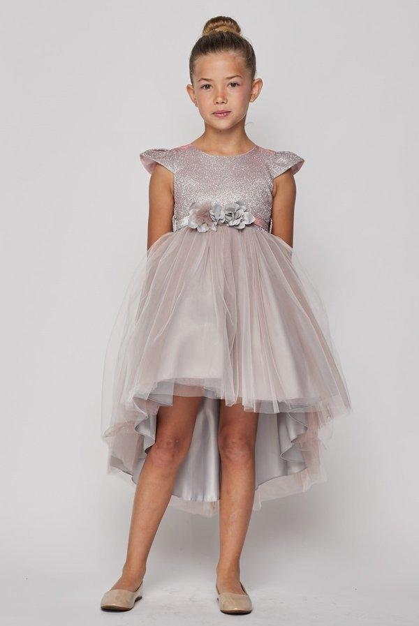 High Low Flower Girl Glitter Dress