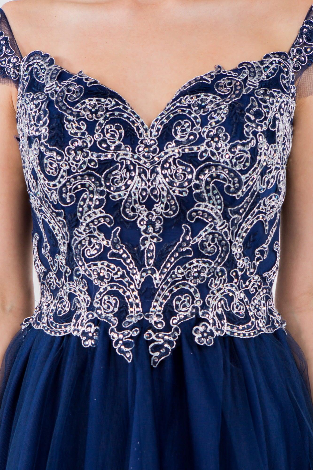 Embroidered Ruffle Short Homecoming Dress