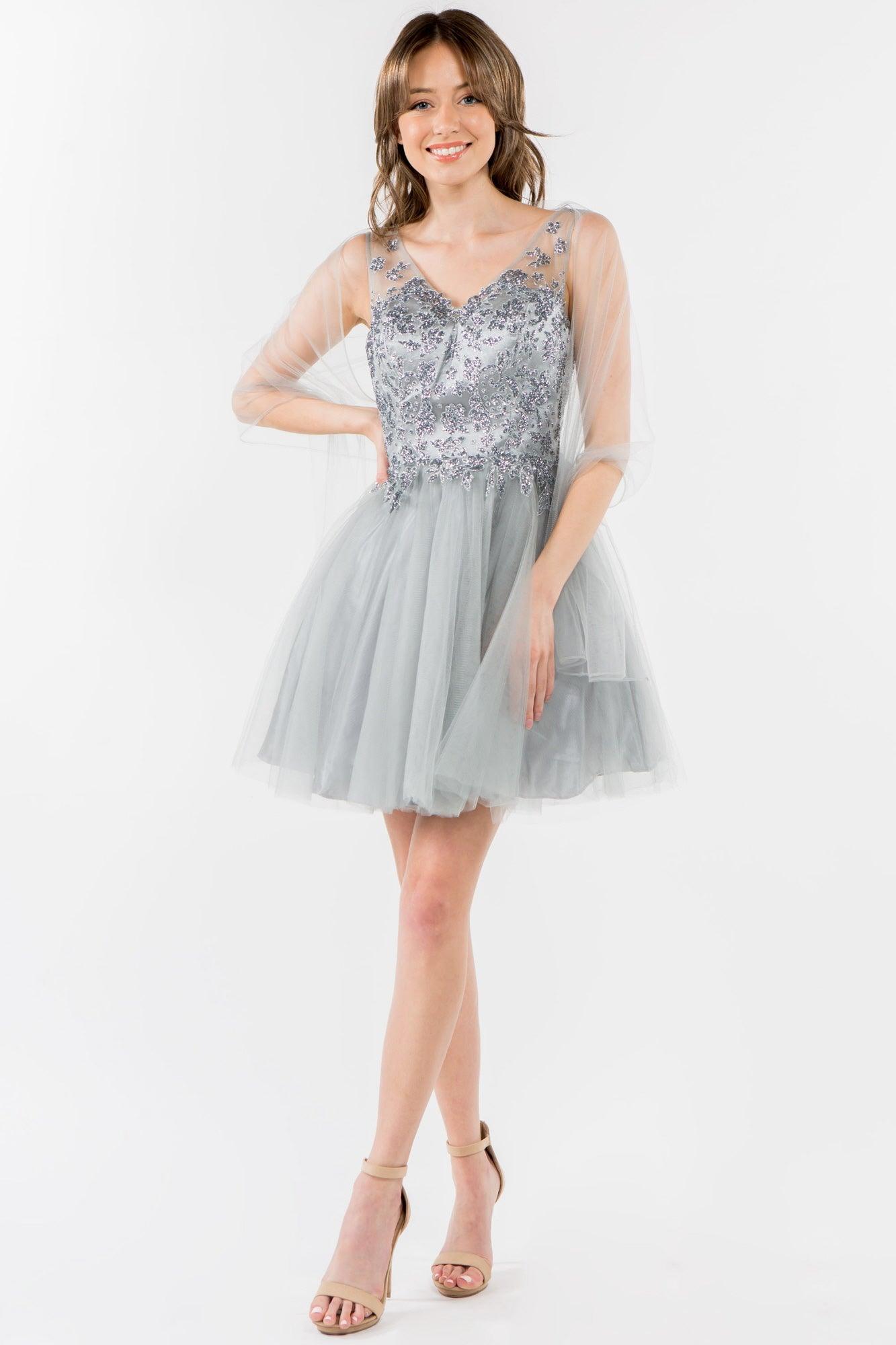 Glitter A Line Short Homecoming Dress