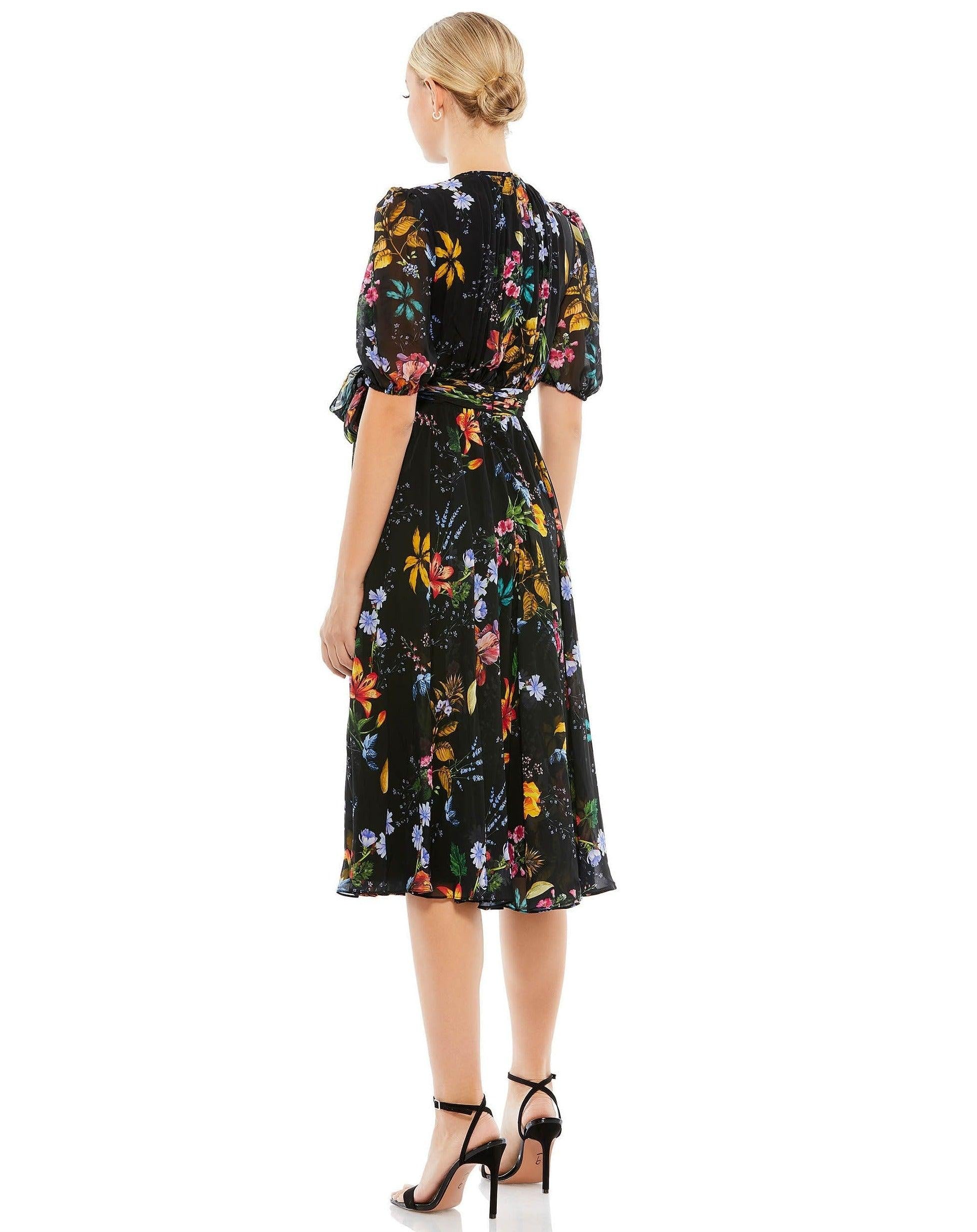 Mac Duggal 55625 Short Floral Print Chiffon Dress