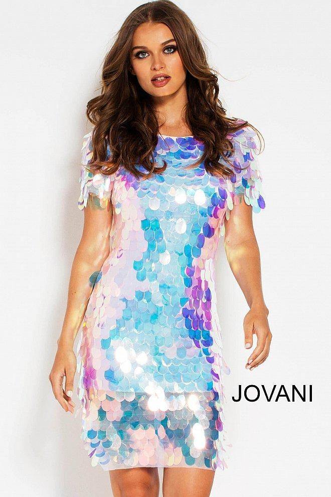 Jovani 55494 Short Sleeves Cocktail Dress