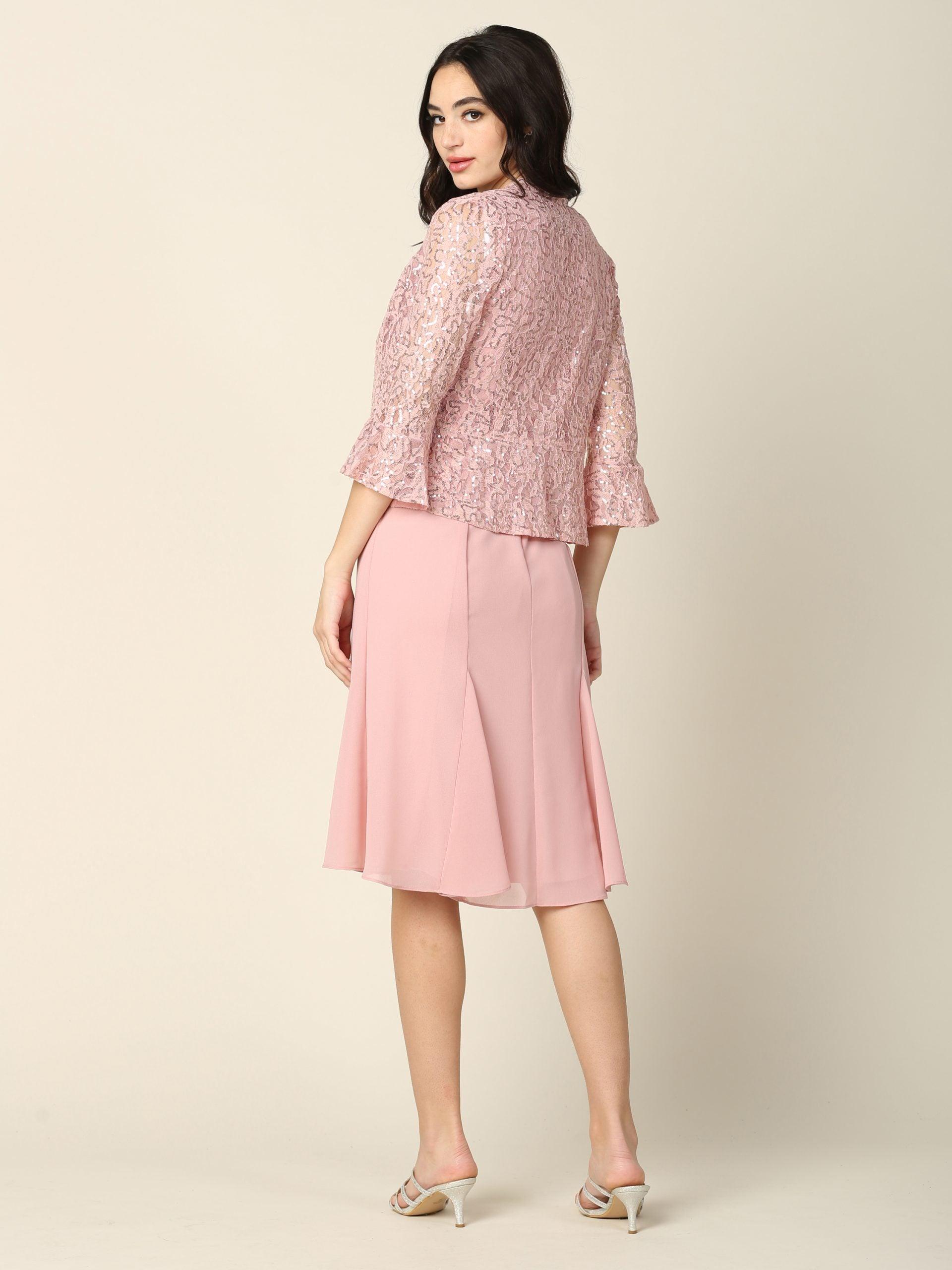 Short Mother of the Bride Two Piece Set Jacket Dress