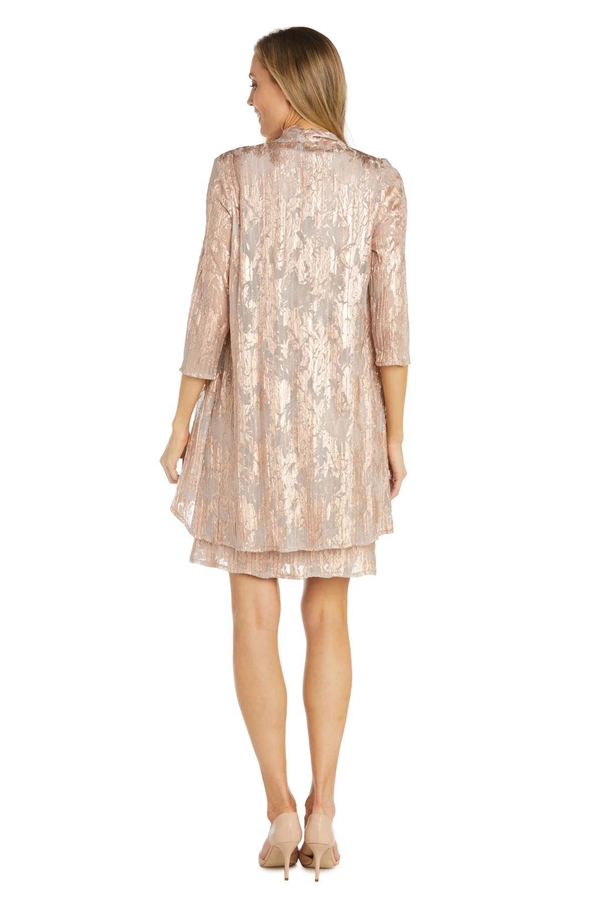 R&M Richards 1180P Short Petite Metallic Printed Jacket Dress