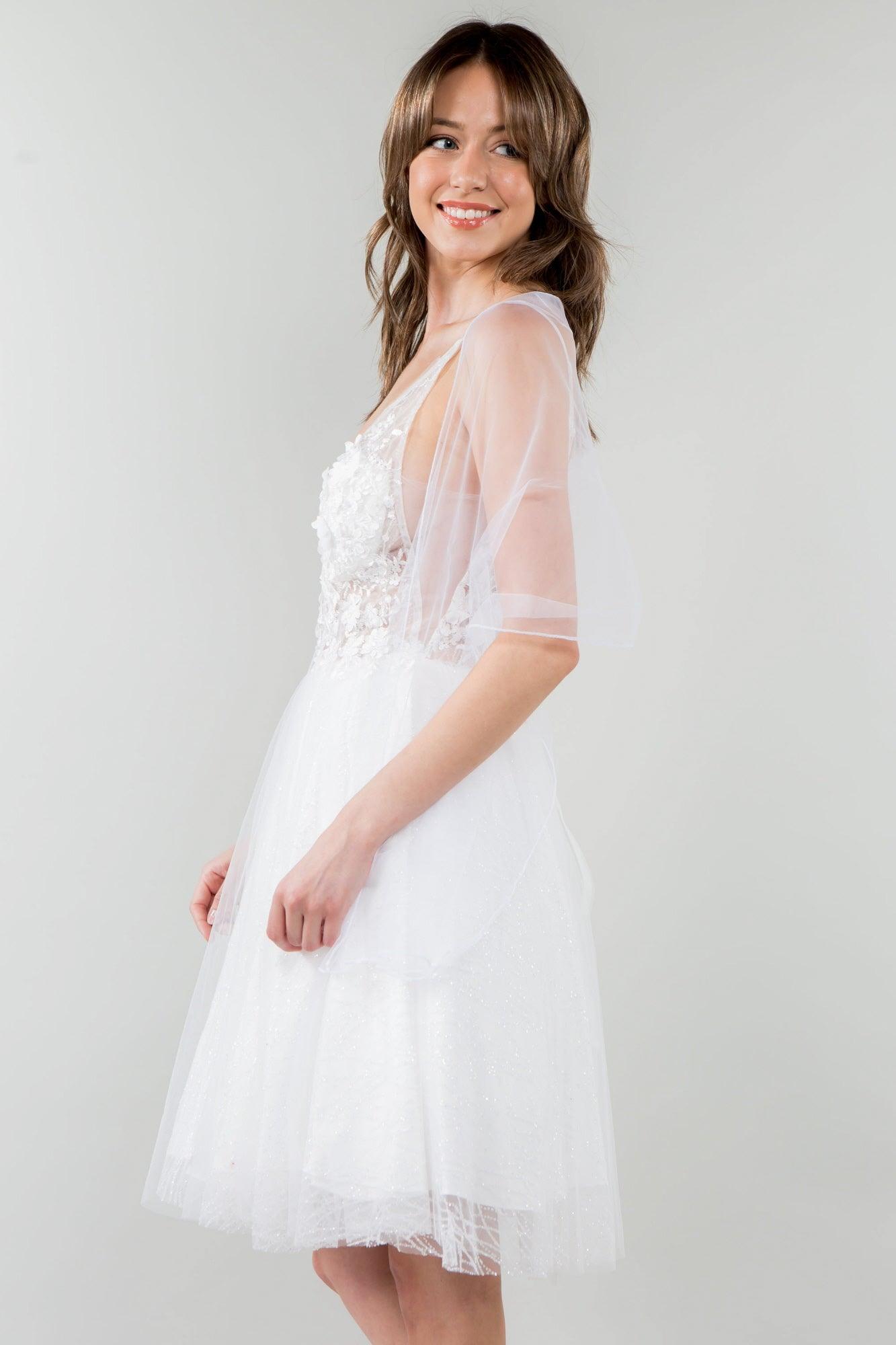 3D Floral Applique Short Homecoming Dress