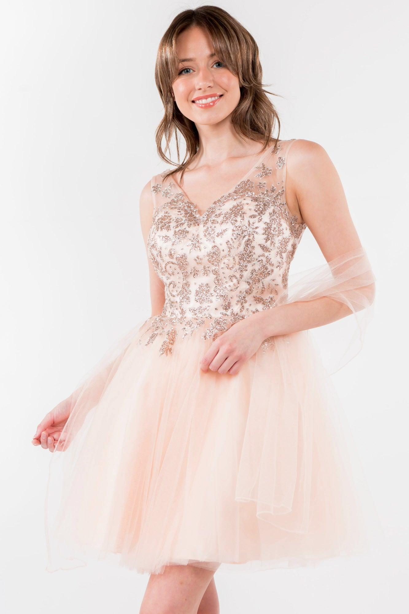 Glitter A Line Short Homecoming Dress