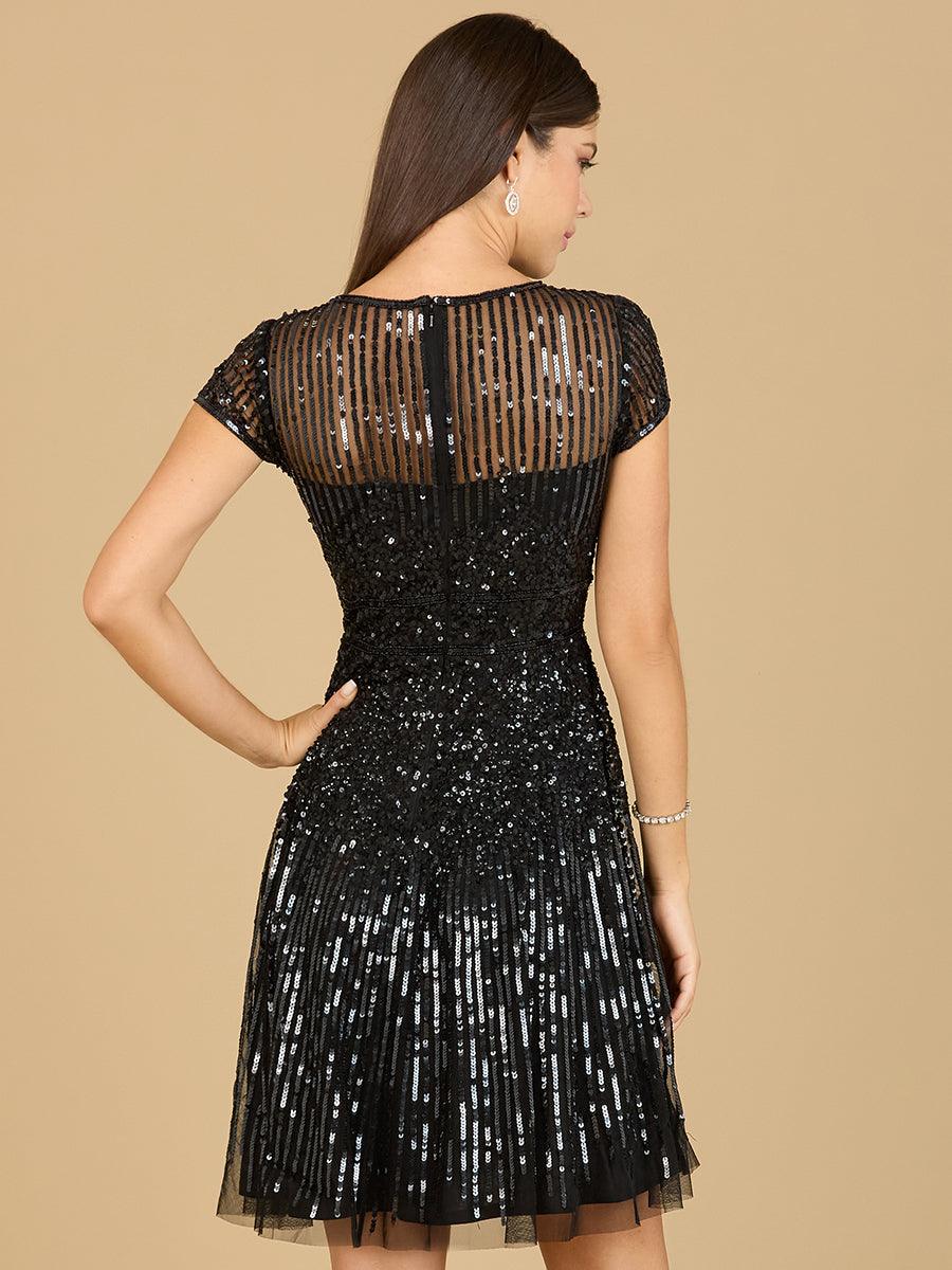 Lara Dresses 29180 Cap Sleeve Sequin Cocktail Dress