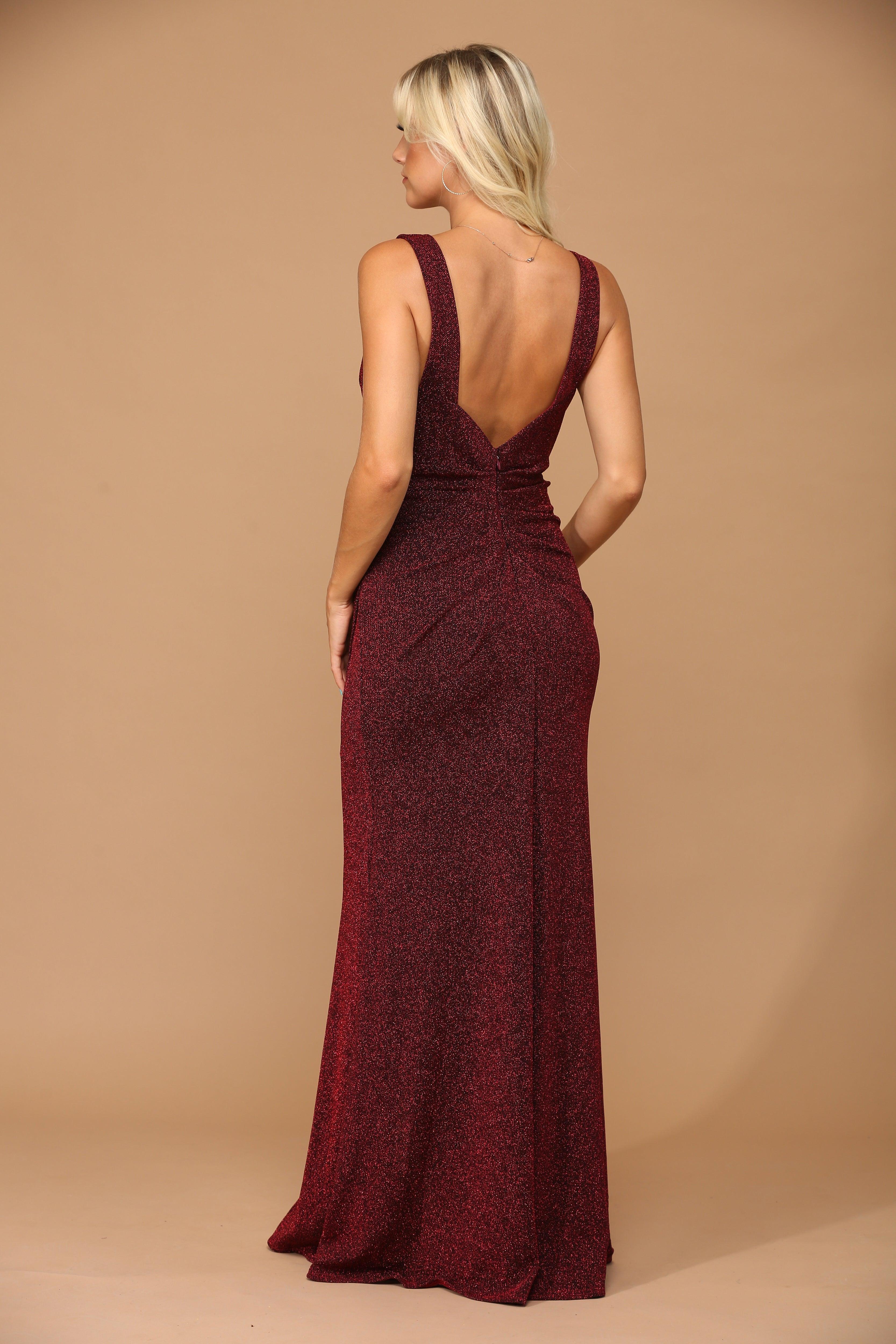 Long Sleeveless Metallic Mother of the Bride Dress Sale