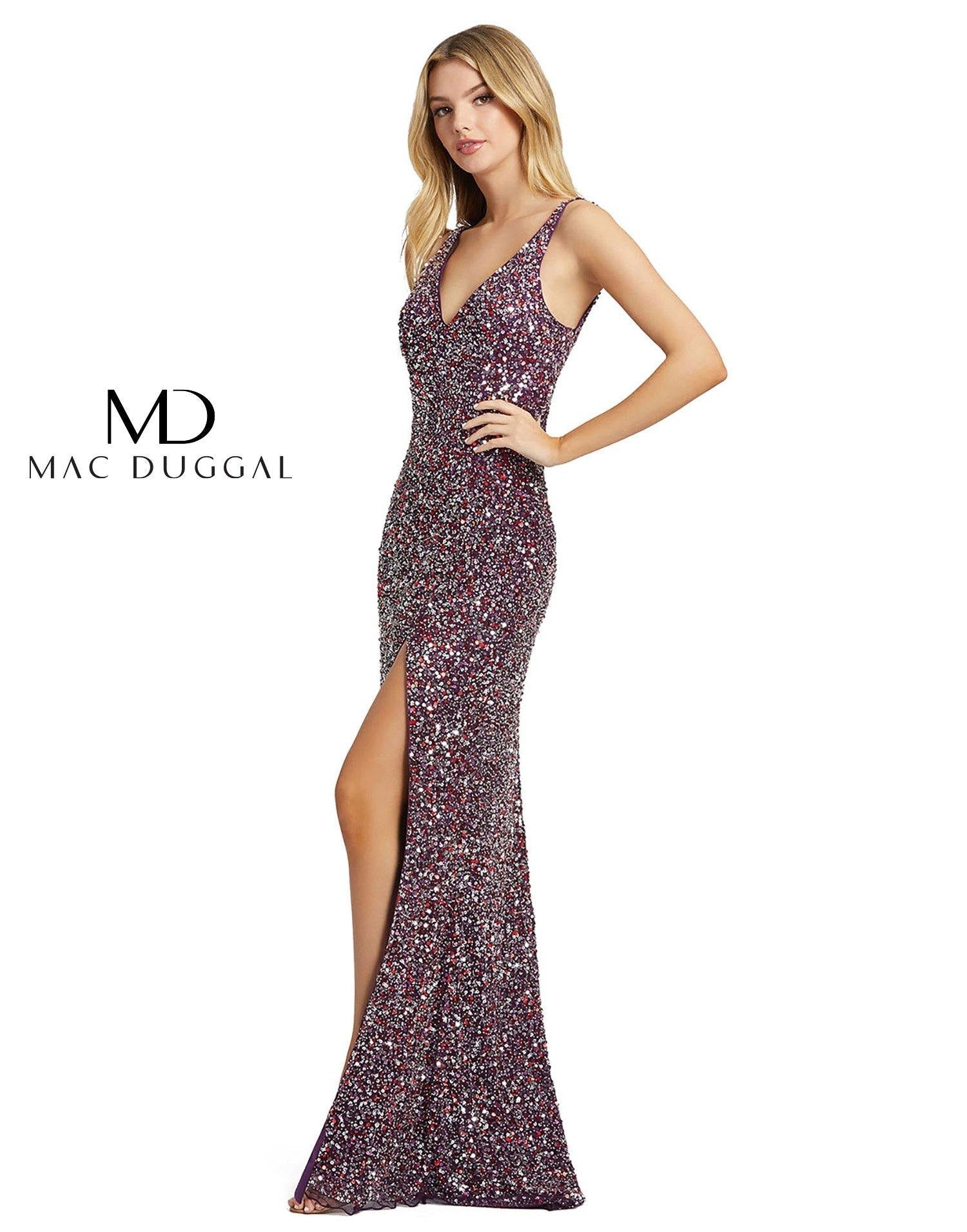 Mac Duggal 1068 Prom Long Sleeveless High Slit Gown