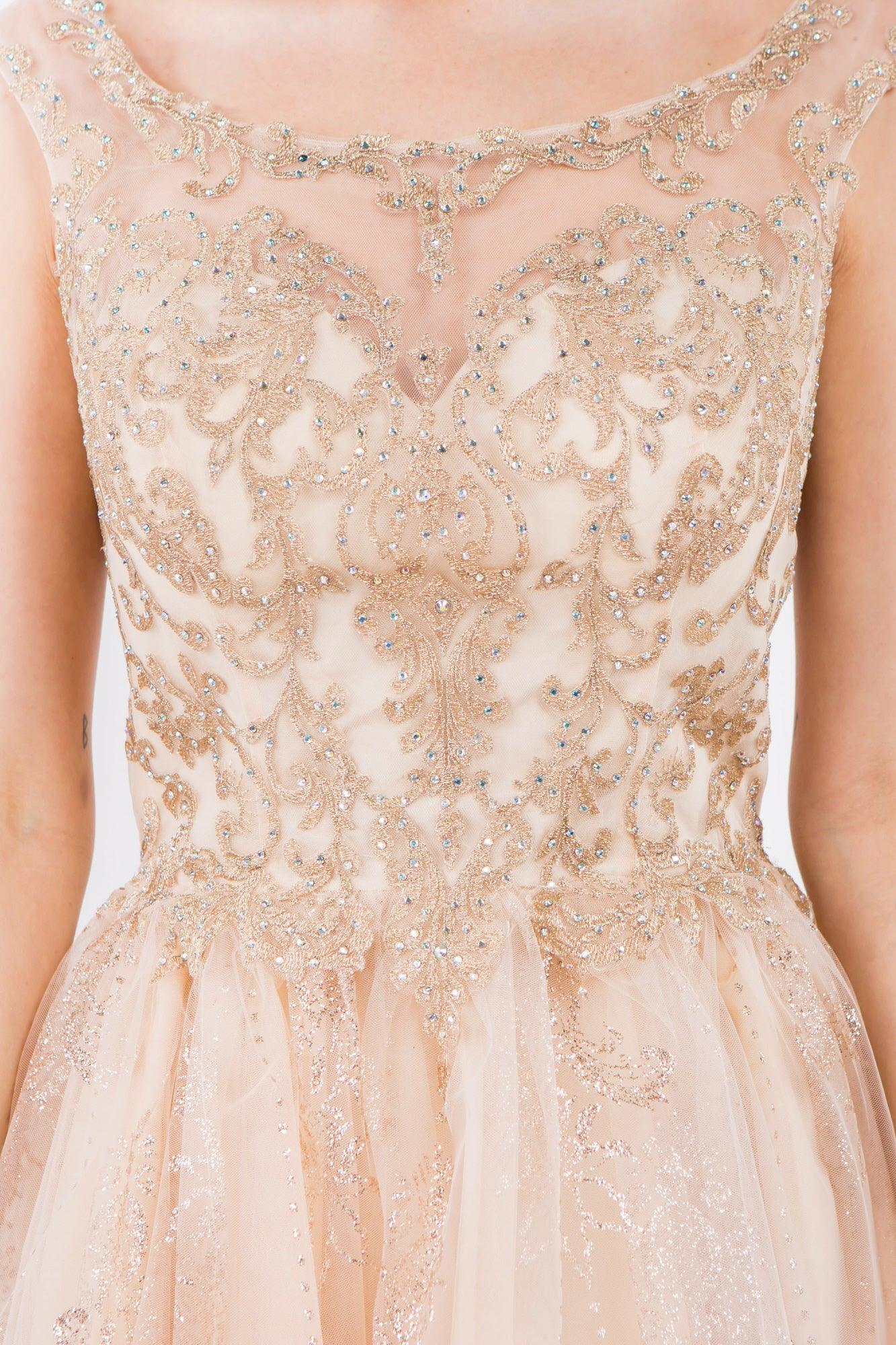 Sleeveless Glitter Short A Line Dress