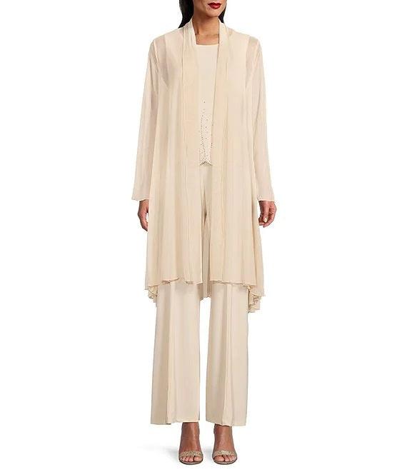 Marina Formal Two Piece Beaded Jacket Jumpsuit Set