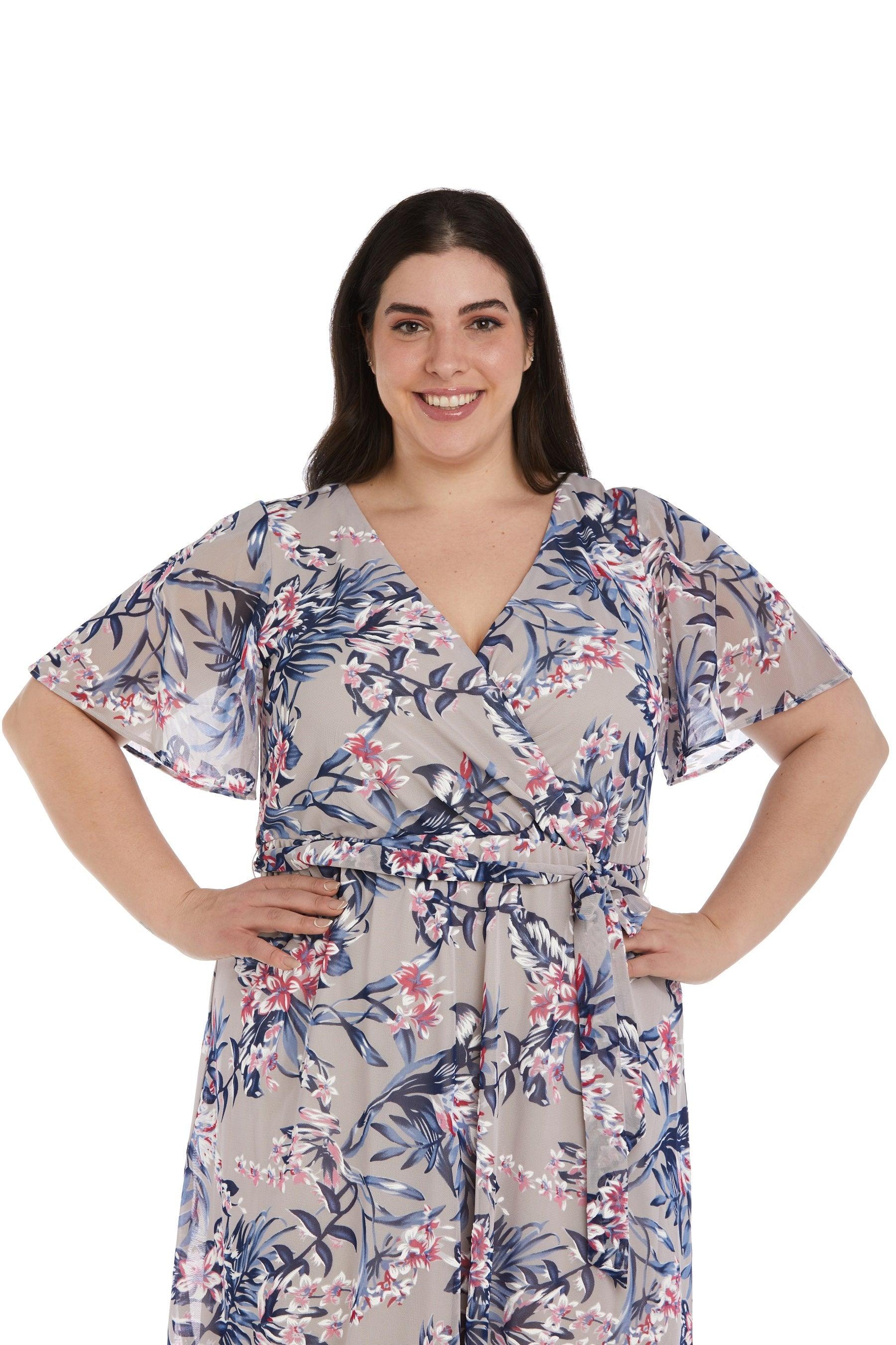 R&M Richards 9400W High Low Plus Size Floral Dress