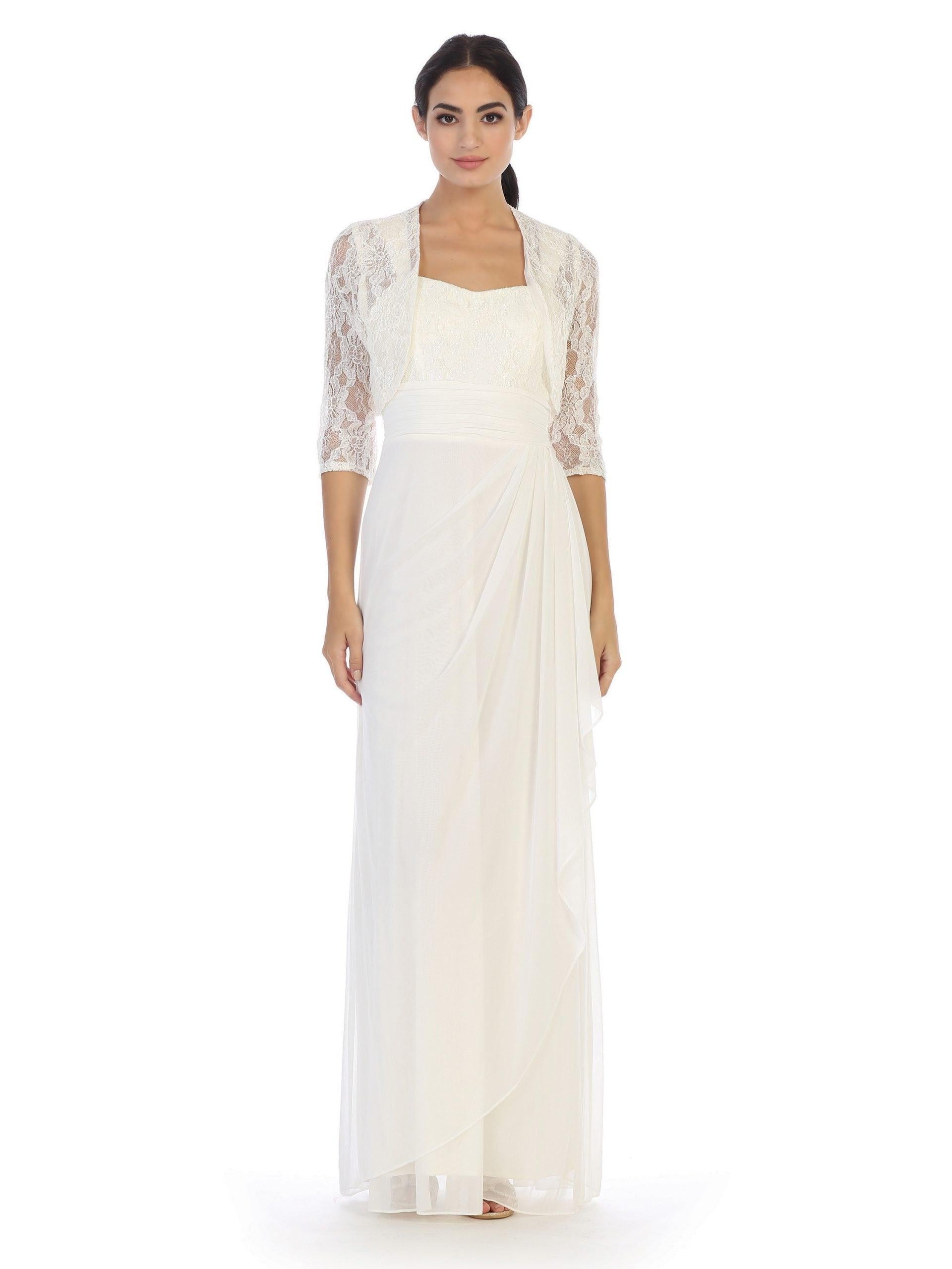Long Mother of the Bride Lace Chiffon Jacket Dress