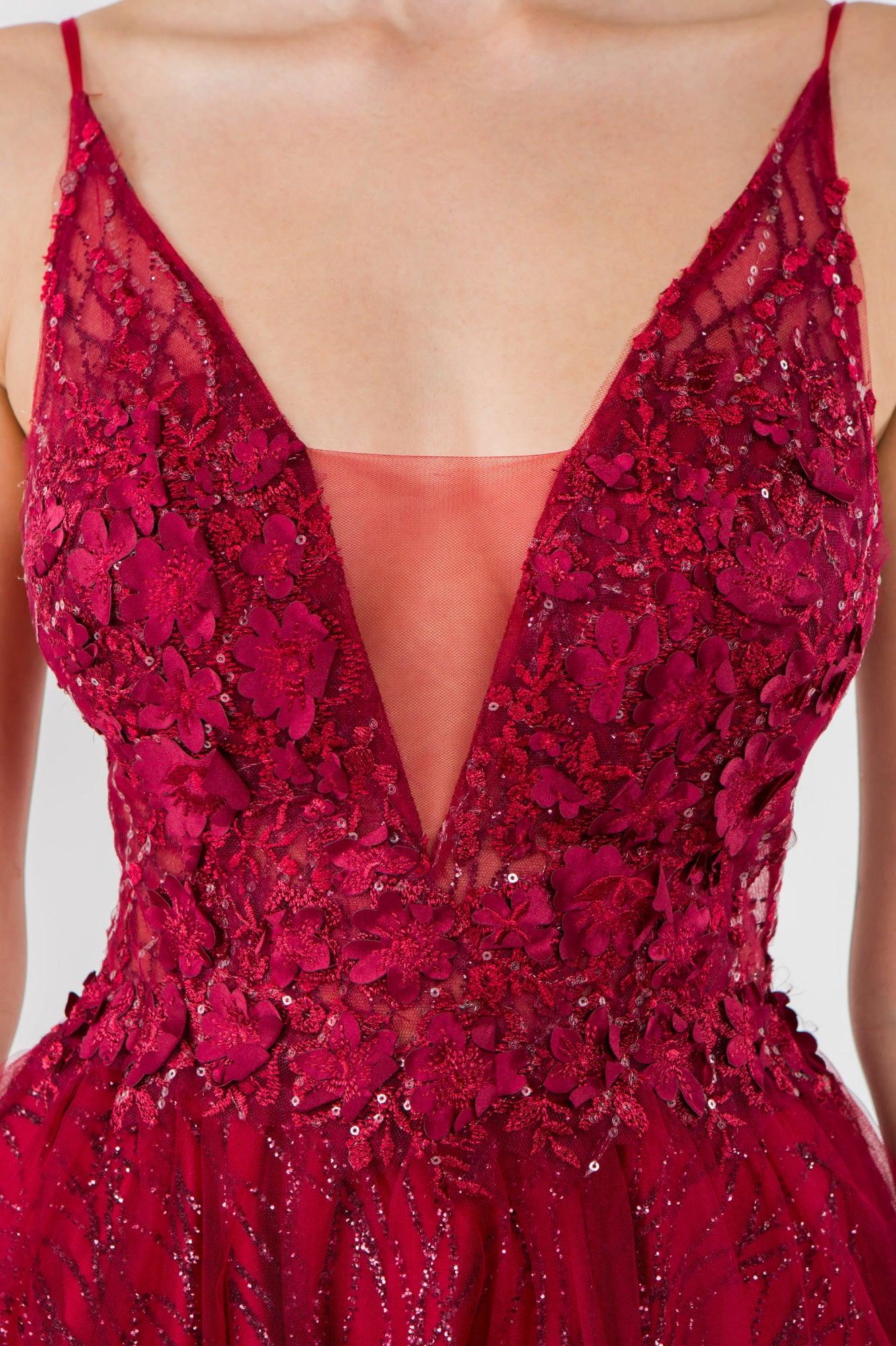 3D Floral Applique Short Homecoming Dress