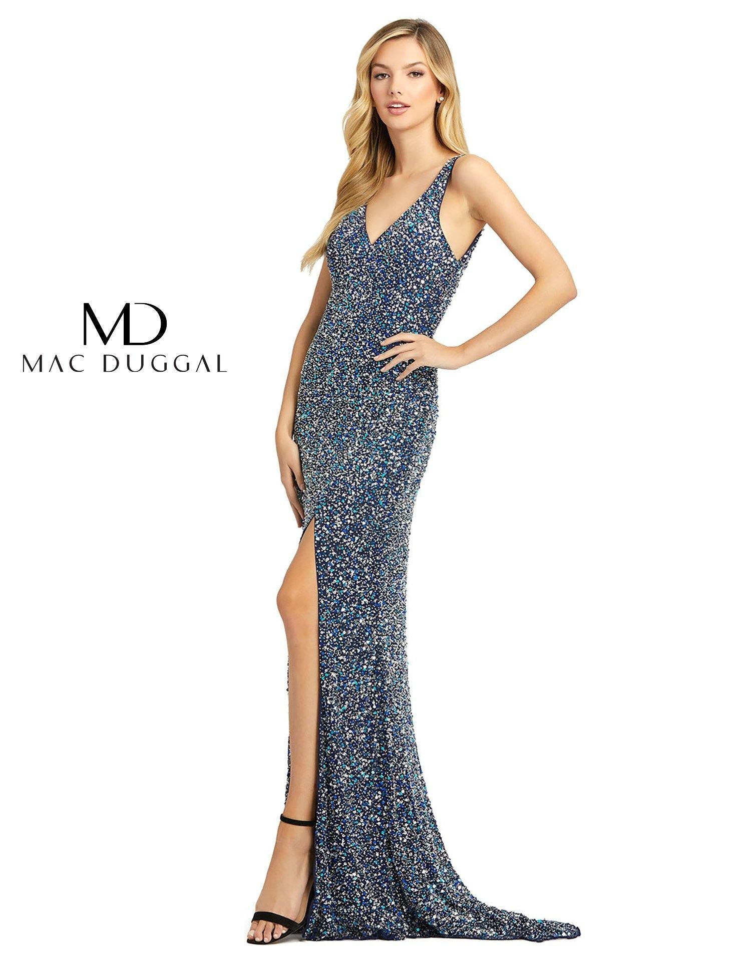 Mac Duggal 1068 Prom Long Sleeveless High Slit Gown