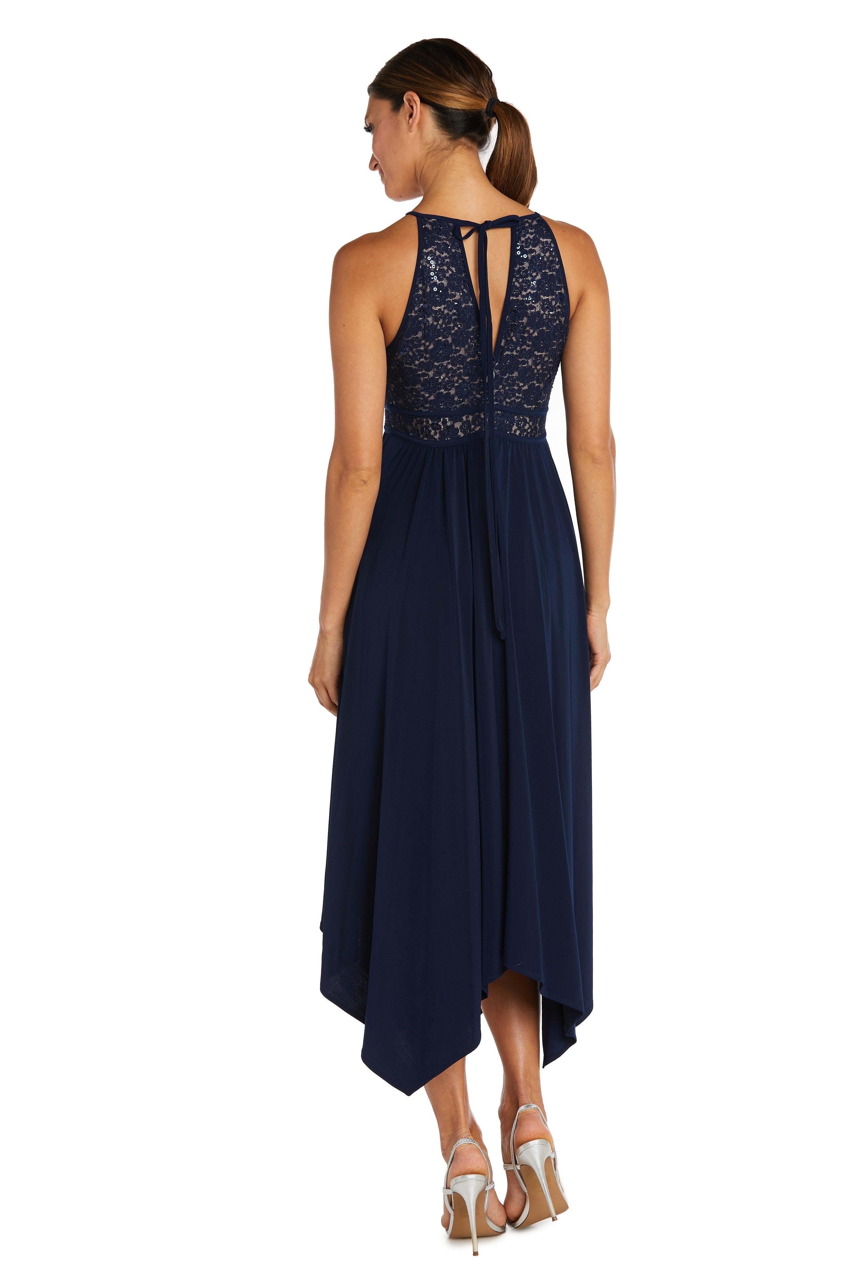 Nightway High Low Halter Petite Lace Dress 21946P
