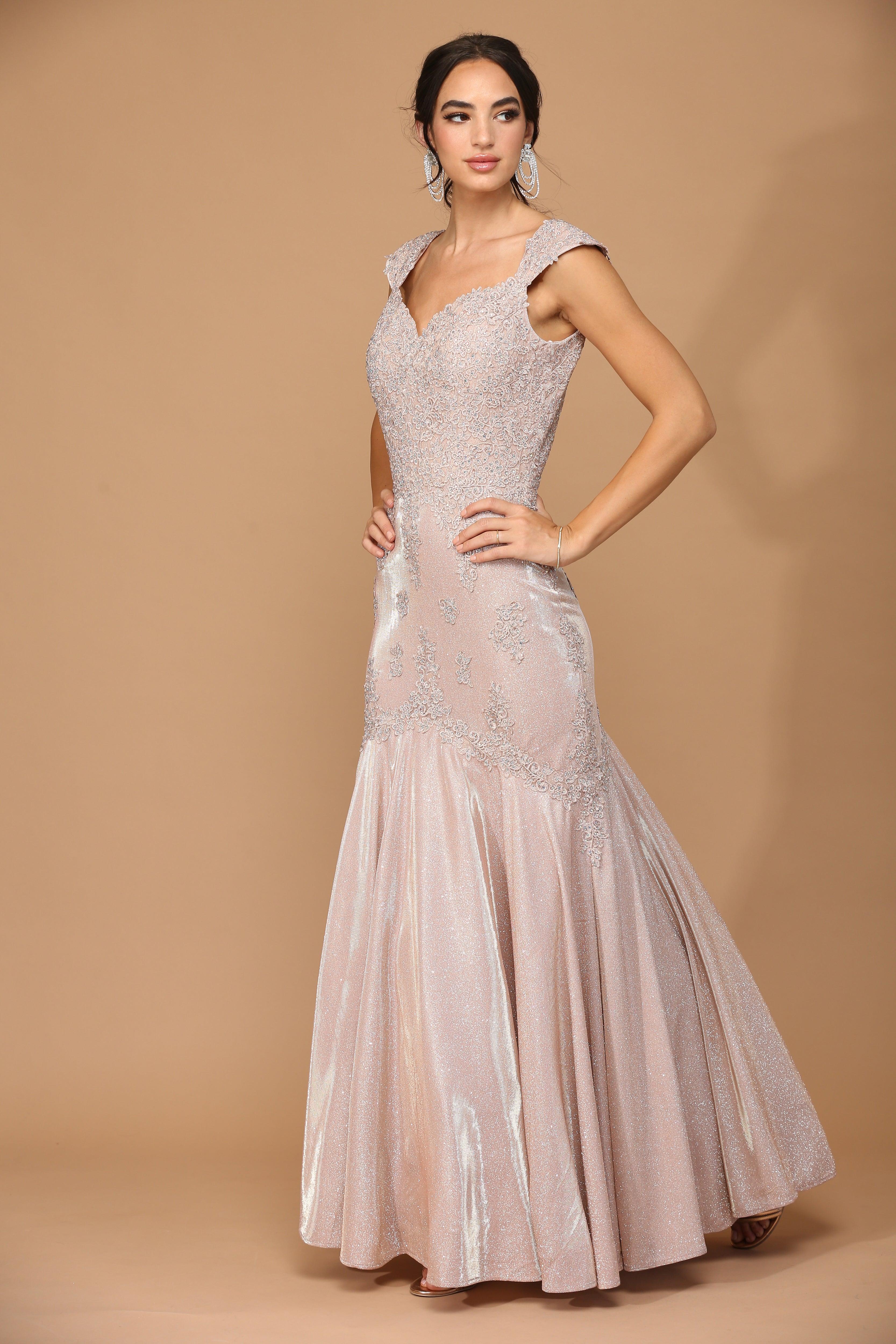 Long Mother of the Bride Metallic Evening Dress Sale