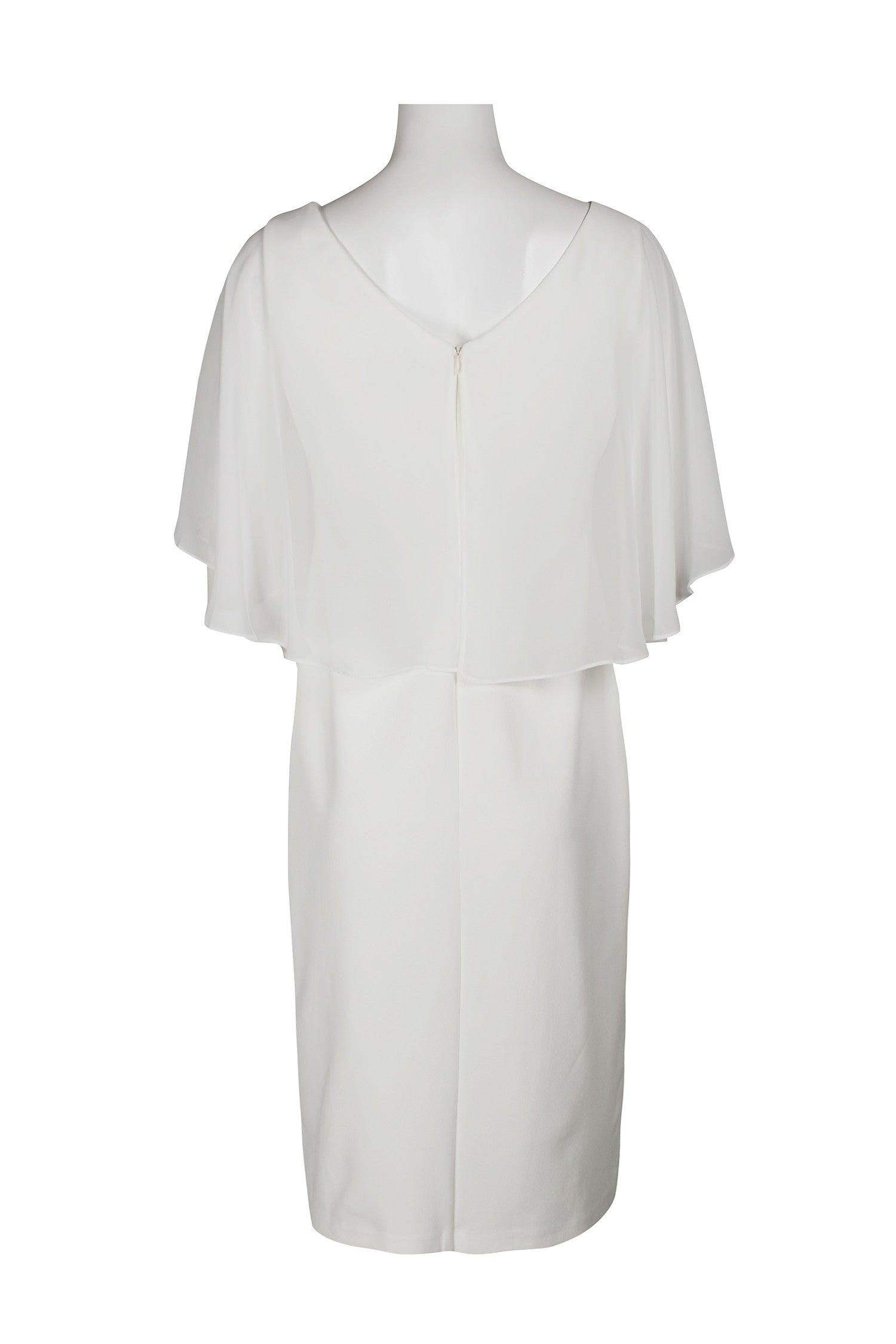 Connected Apparel Short Cape Sleeve Chiffon Dress