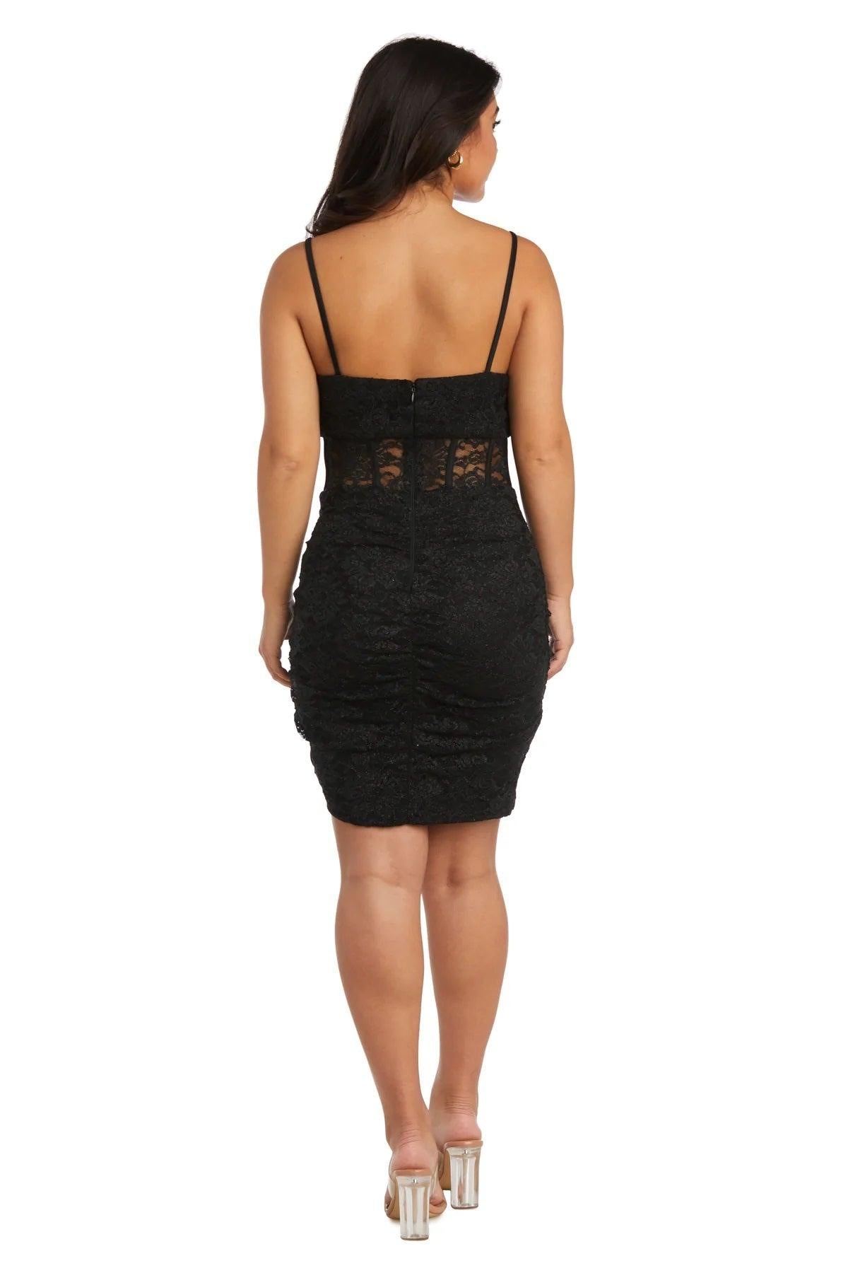 Morgan & Co 13053 Short Fitted Lace Cocktail Dress