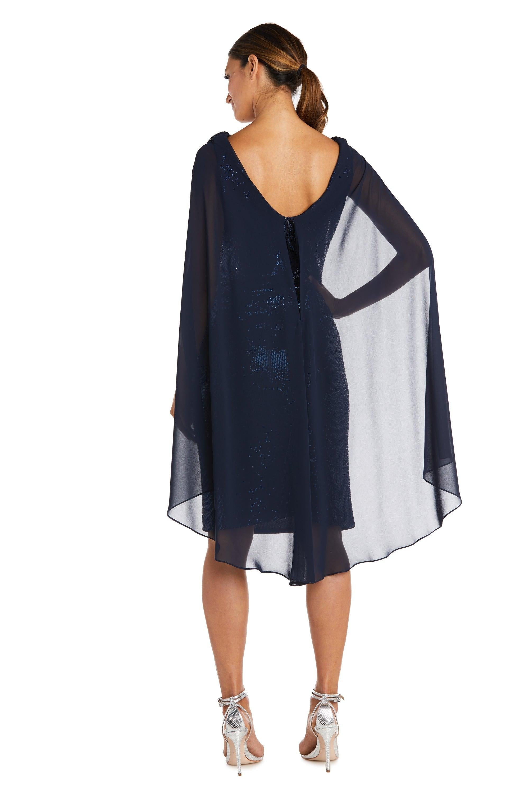 R&M Richards 7670P Short Cocktail Capelet Dress