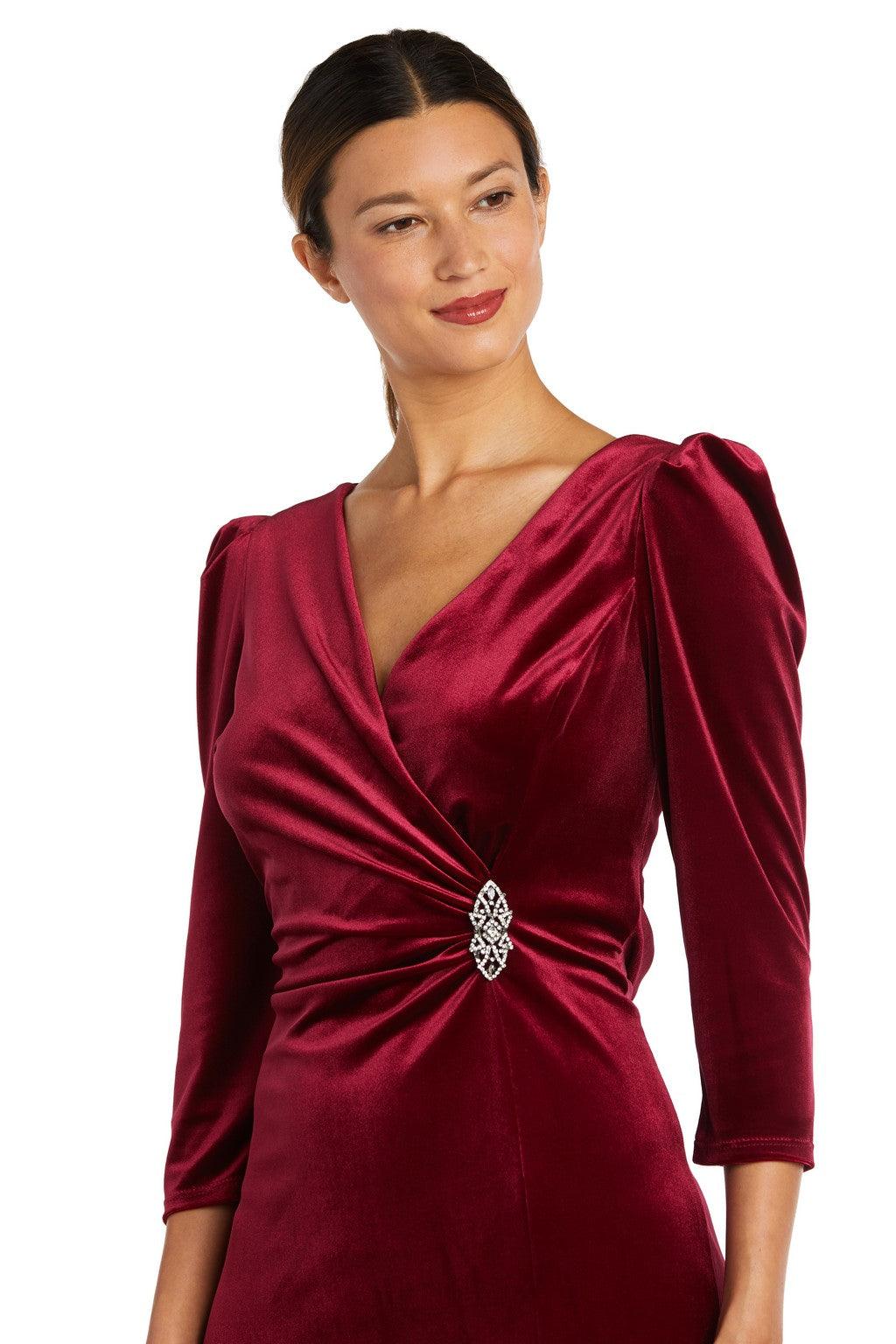 R&M Richards 9126 Short 3/4 Sleeve Velvet Cocktail Dress