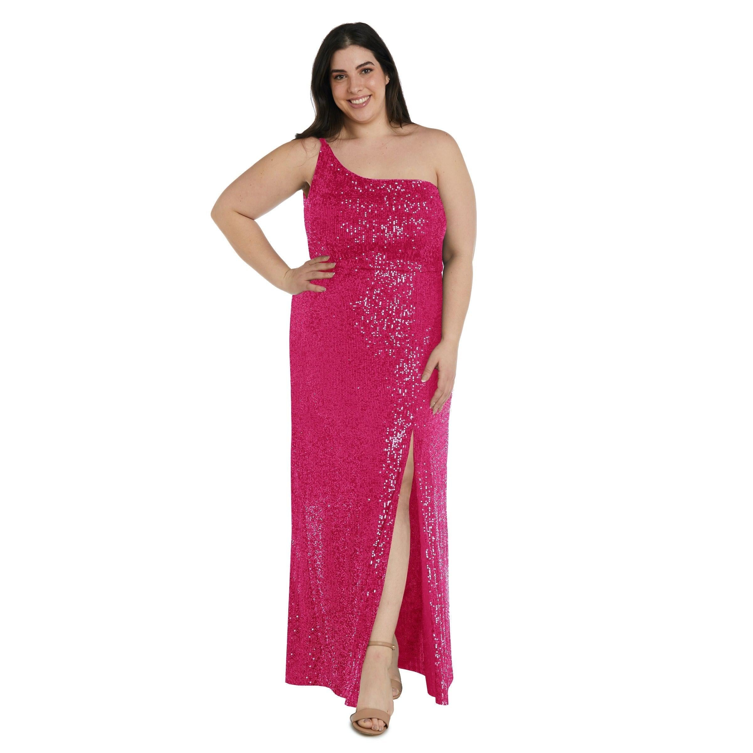 Nightway Long One Shoulder Plus Size Gown 22121W