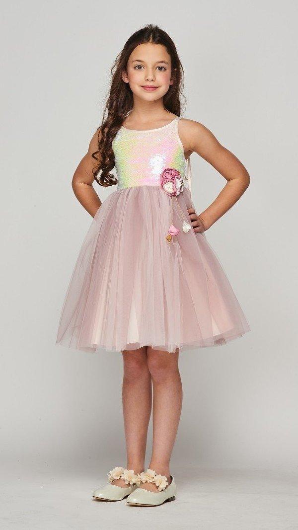 Sleeveless Short Sequins Flower Girl Dress