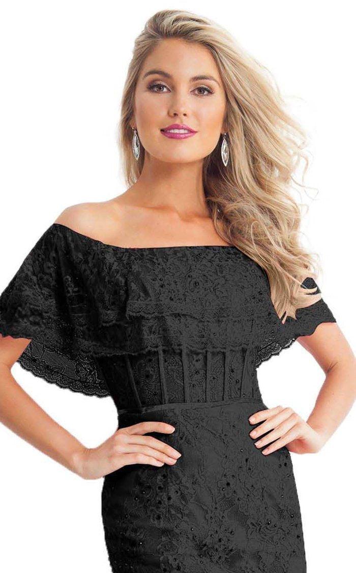 Rachel Allan Off Shoulder Short Lace Dress L1191