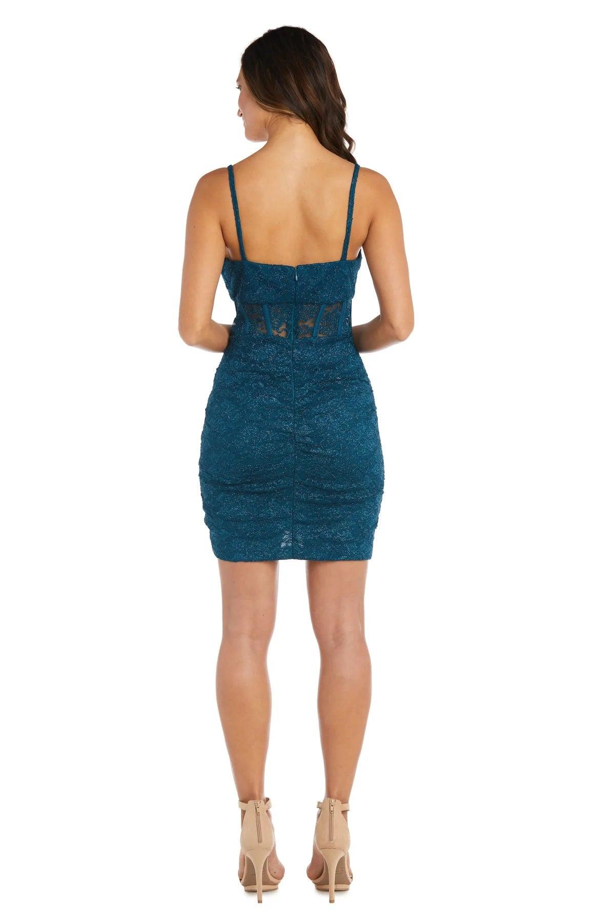 Morgan & Co 13053 Short Fitted Lace Cocktail Dress
