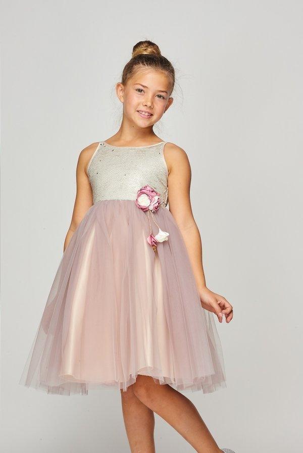 Sleeveless Short Sequins Flower Girl Dress