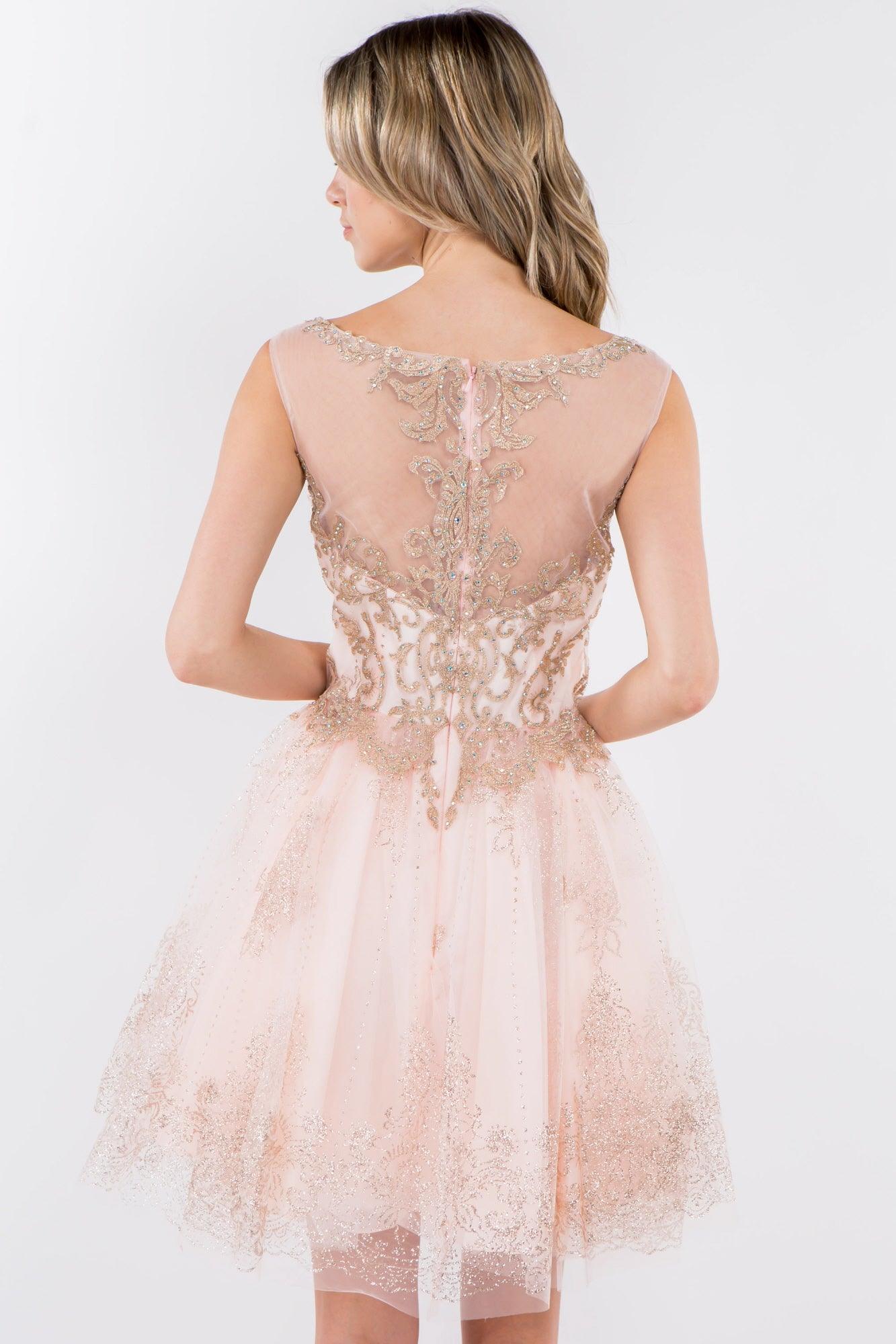 Sleeveless Glitter Short A Line Dress