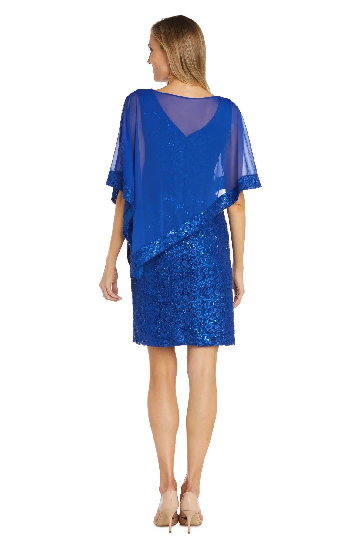 R&M Richards 2857P Short Petite Lace Poncho Cocktail Dress
