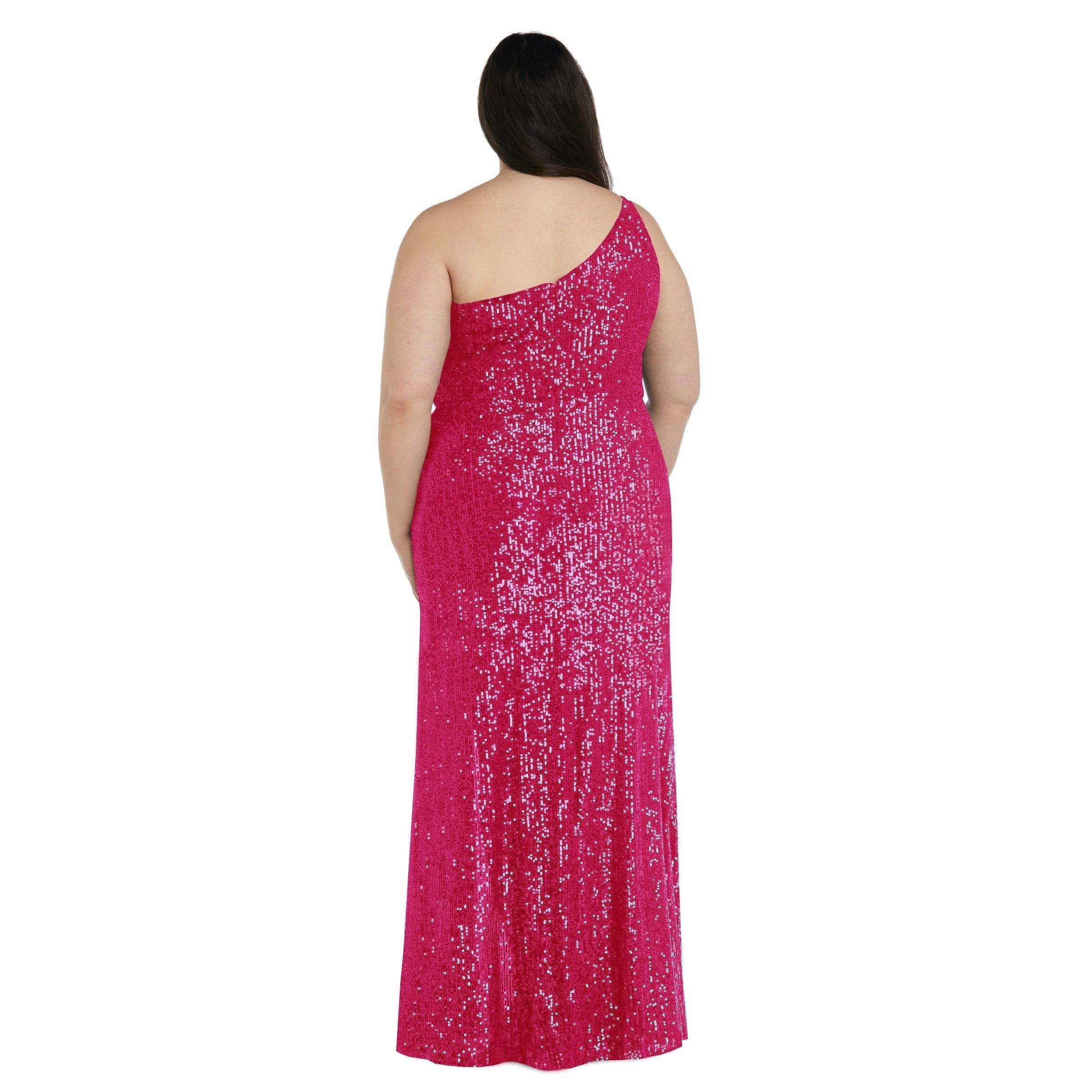 Nightway Long One Shoulder Plus Size Gown 22121W