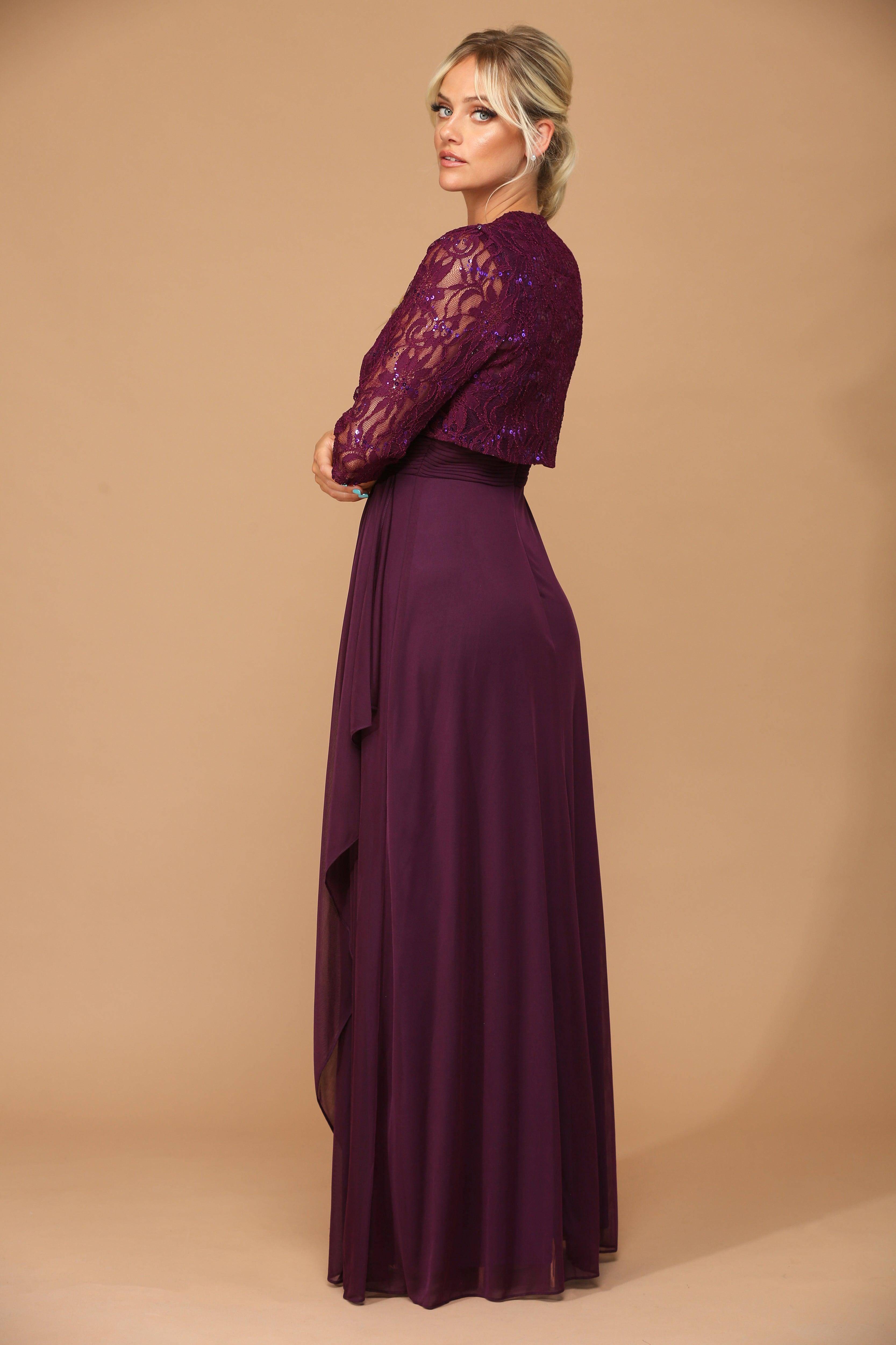 Long Mother of the Bride Lace Chiffon Jacket Dress