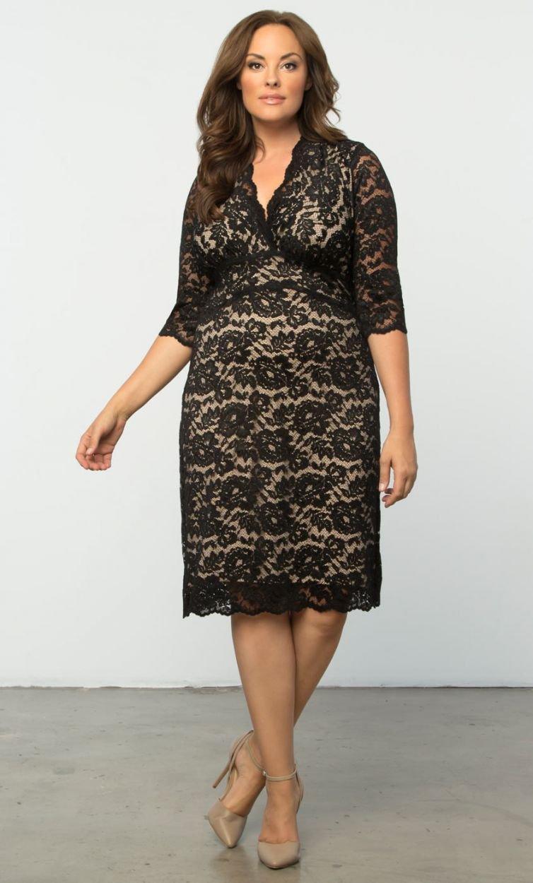 Kiyonna Scalloped Boudoir Lace Short Dress Sale