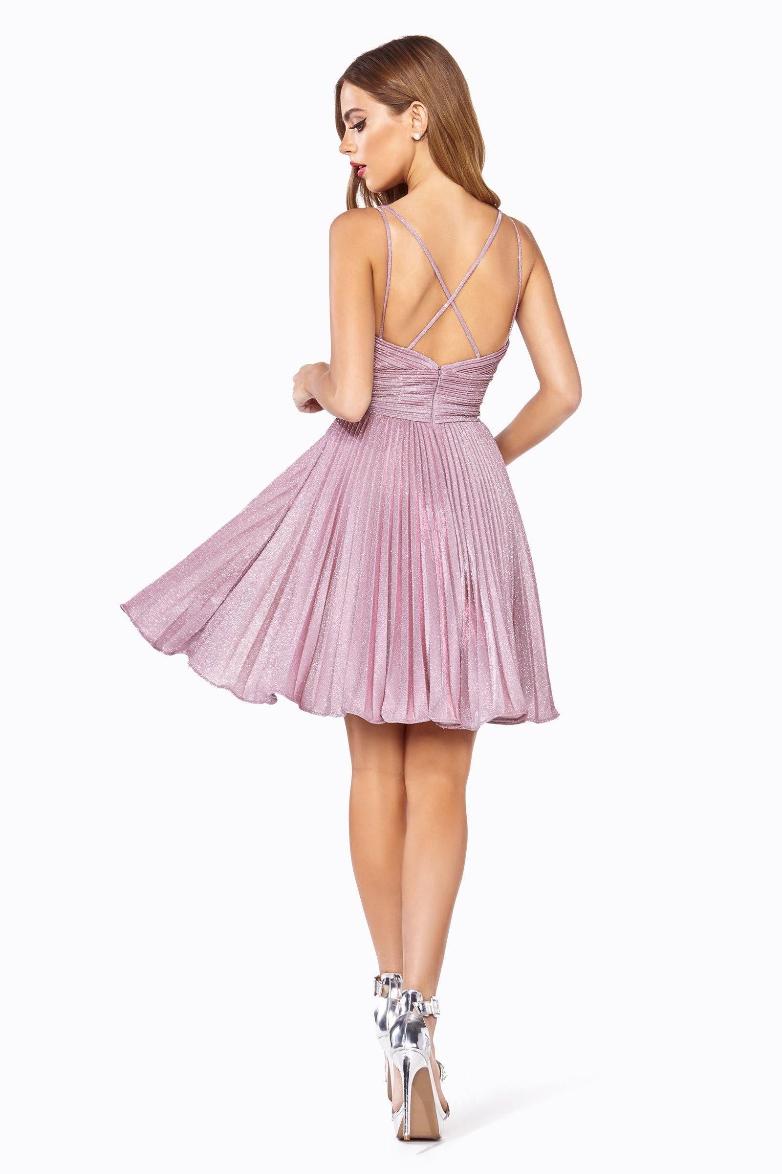Cinderella Divine A391 Short Bridesmaids Pleated Glitter Prom Dress Sale