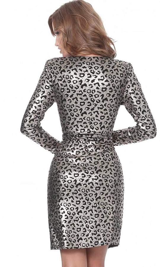 Jovani 03919 Short Metallic Animal Print Dress