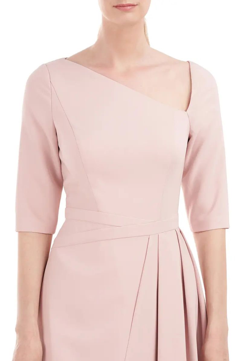 Kay Unger 5518822 3/4 Sleeve Pleated Tea Length Dress