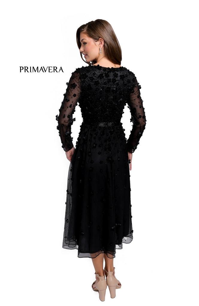 Primavera Couture Long Sleeve Tea Length Dress 11072