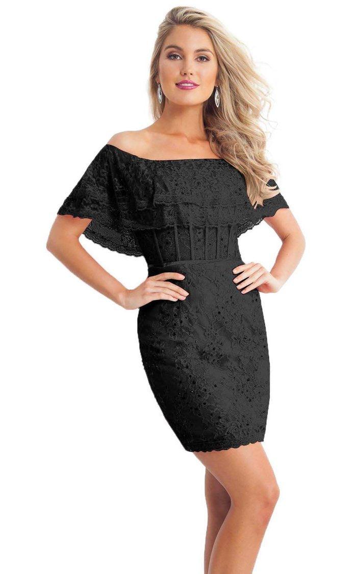 Rachel Allan Off Shoulder Short Lace Dress L1191
