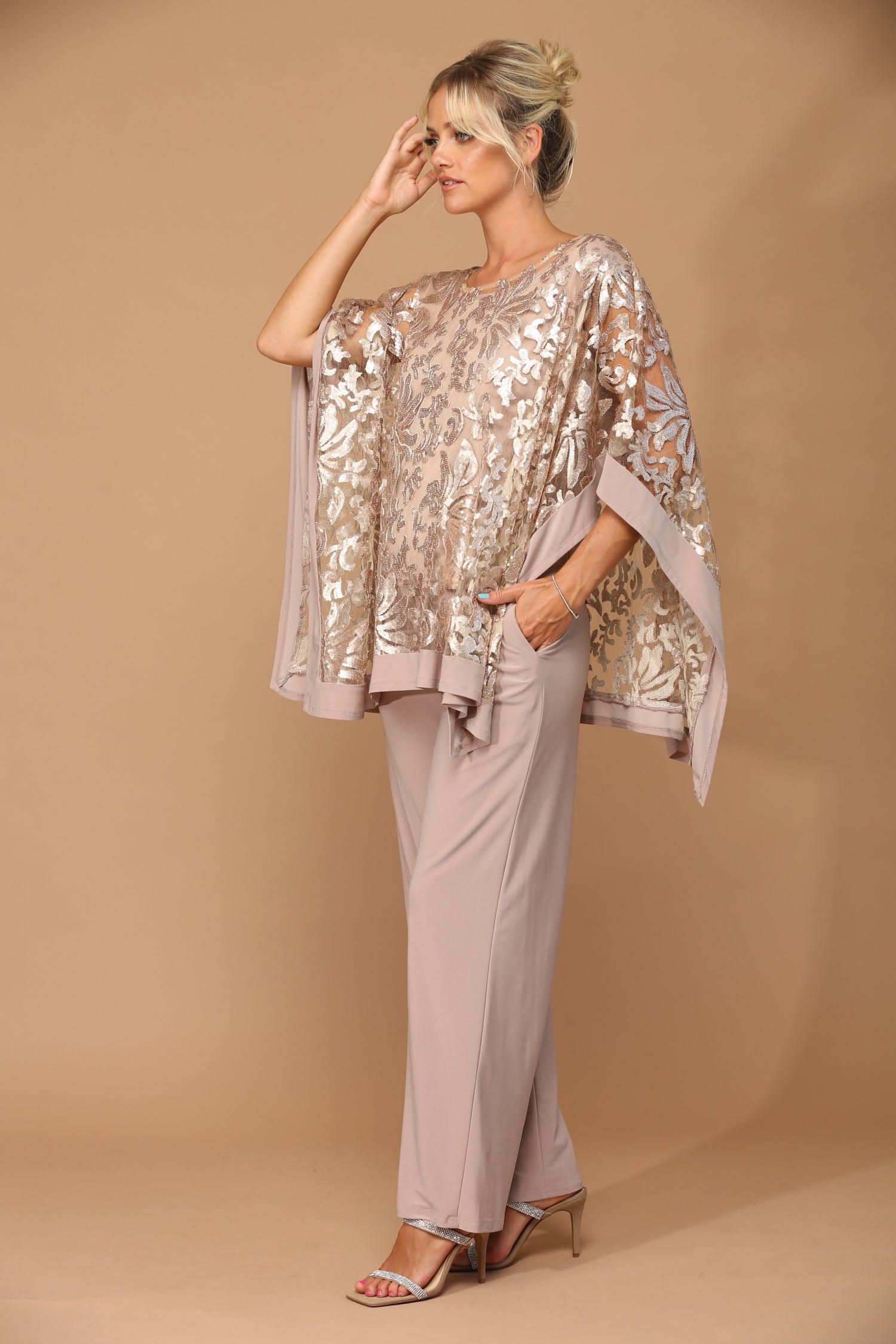 Long Formal Mother of the Bride Cape Pant Set Sale