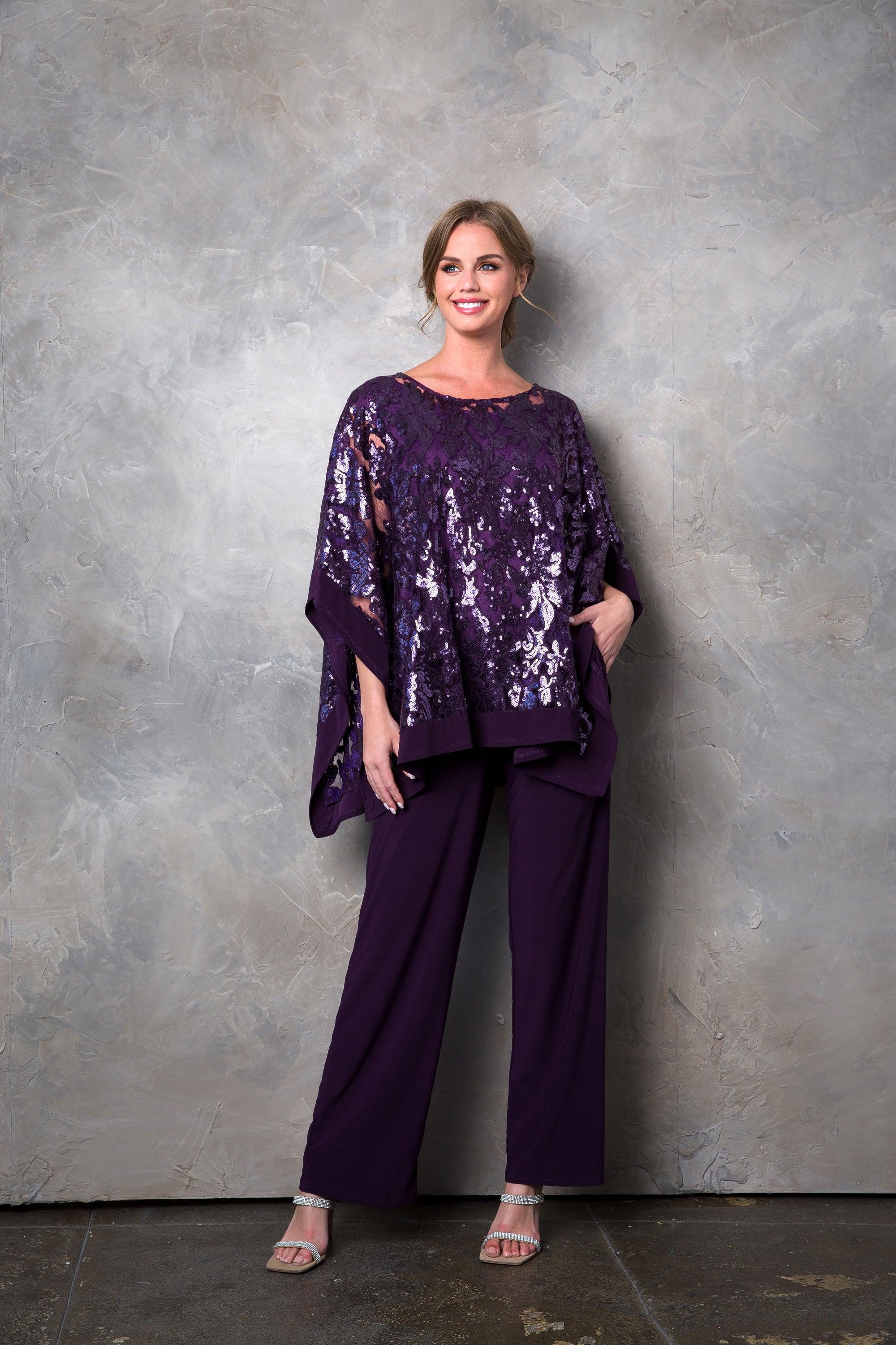 Long Formal Mother of the Bride Cape Pant Set Sale