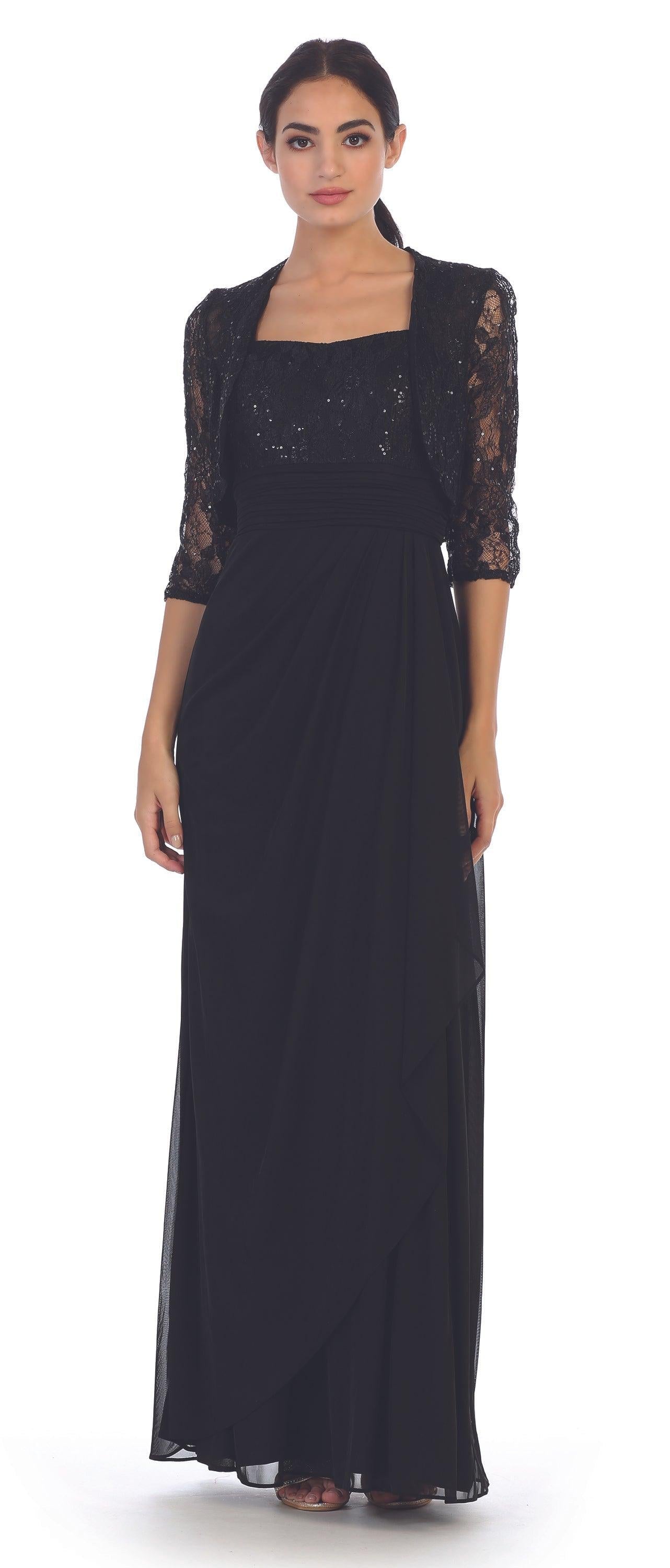 Long Mother of the Bride Lace Chiffon Jacket Dress