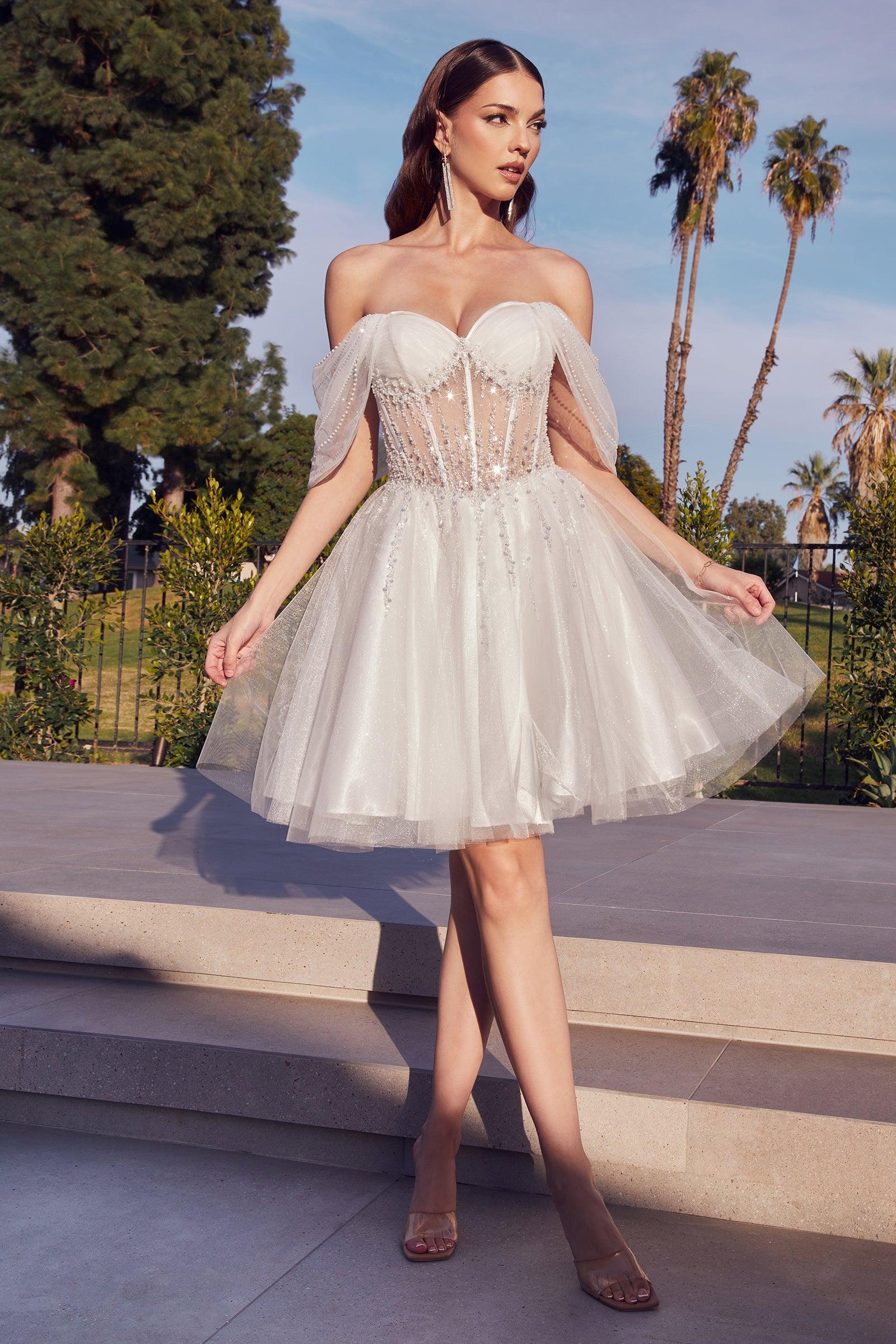 Cinderella Divine CD0211 Short Off Shoulder Homecoming Dress